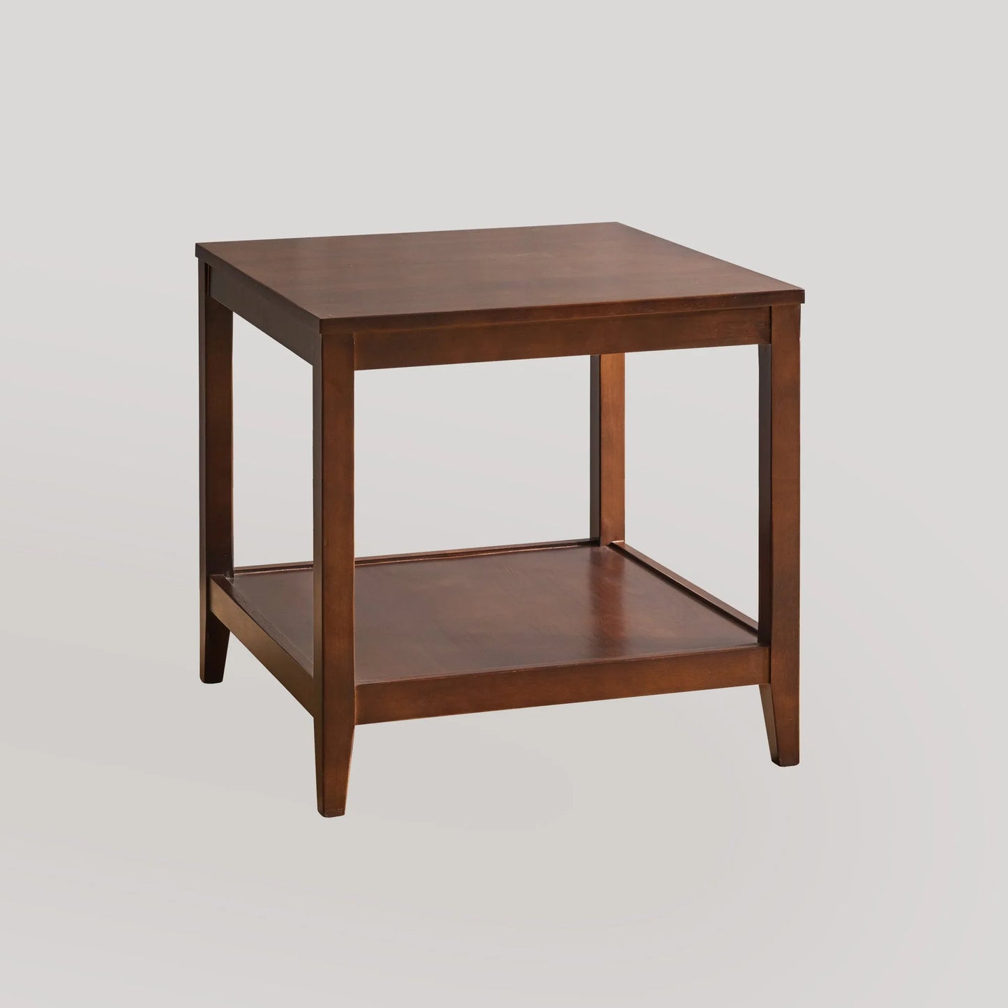 Solid Wood End Table, 2-Tier Square Side Table with Storage Shelf, Wooden Nightstand for Living Room Bedroom, Small Coffee Table detail view 15