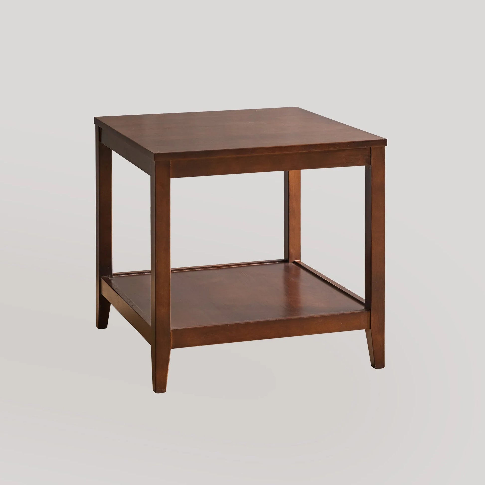 Solid Wood End Table, 2-Tier Square Side Table with Storage Shelf, Wooden Nightstand for Living Room Bedroom, Small Coffee Table detail view 15