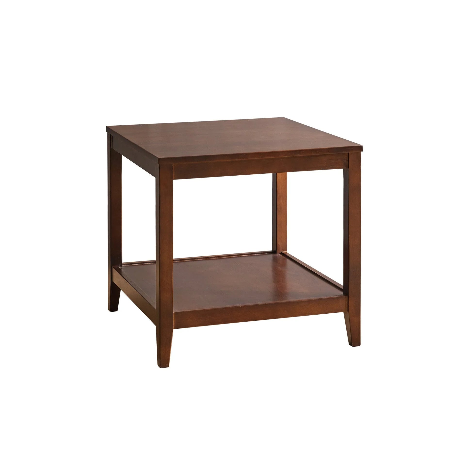 Solid Wood End Table, 2-Tier Square Side Table with Storage Shelf, Wooden Nightstand for Living Room Bedroom, Small Coffee Table detail view 16