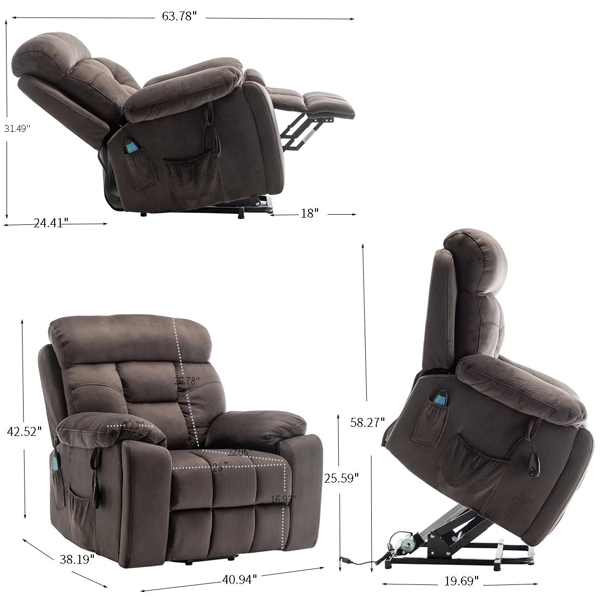 Recliners Lift Chair Relax Sofa Chair Livingroom Furniture Living Room Power Electric Reclining for Elderly detail view 28