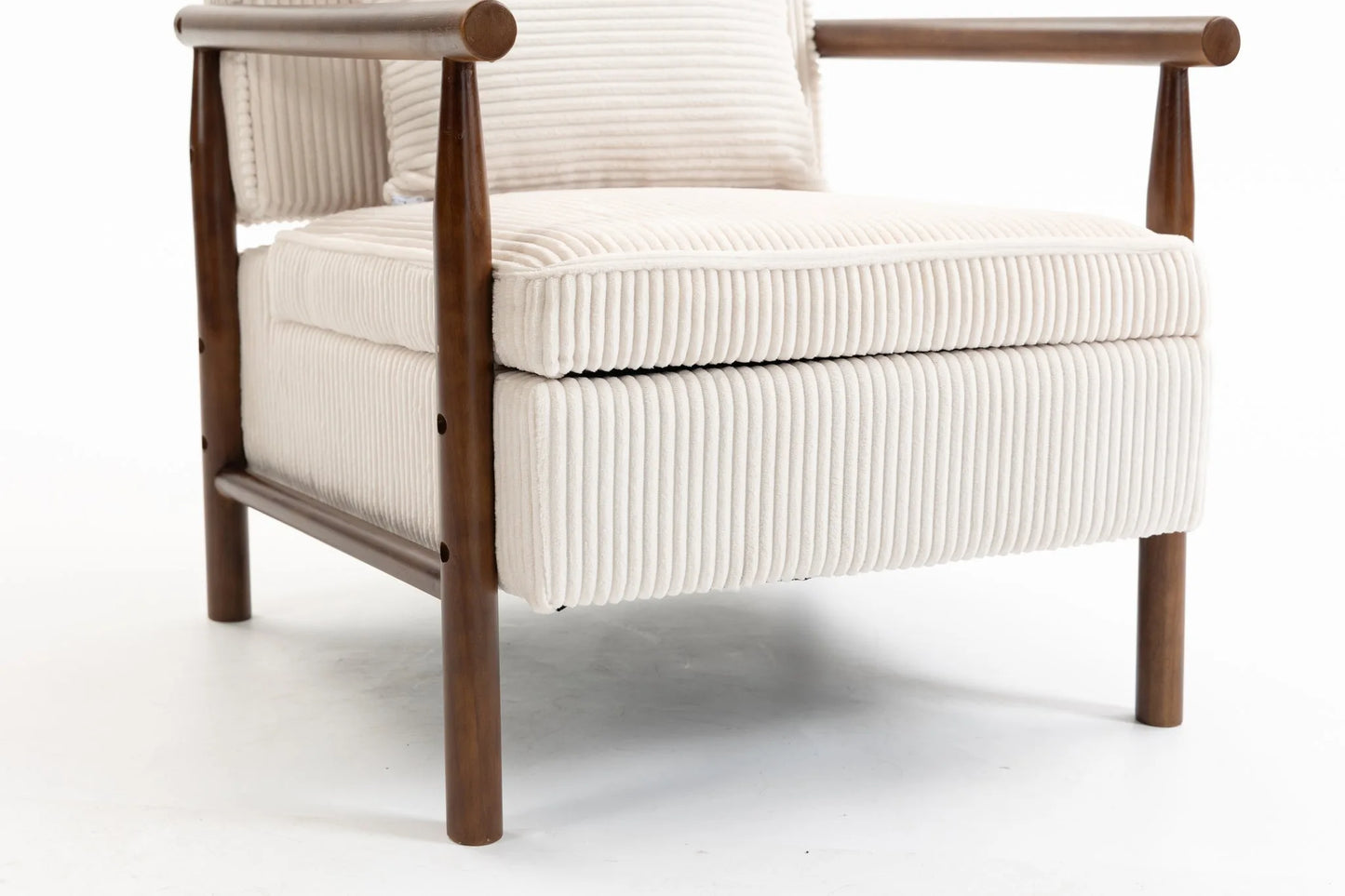 Storage Chair, Mid Century Modern Accent Chair with Solid Wood Frame, Upholstered Living Room Chairs with Waist Cushion, Reading Armchair for Bedroom Sunroom detail view 5