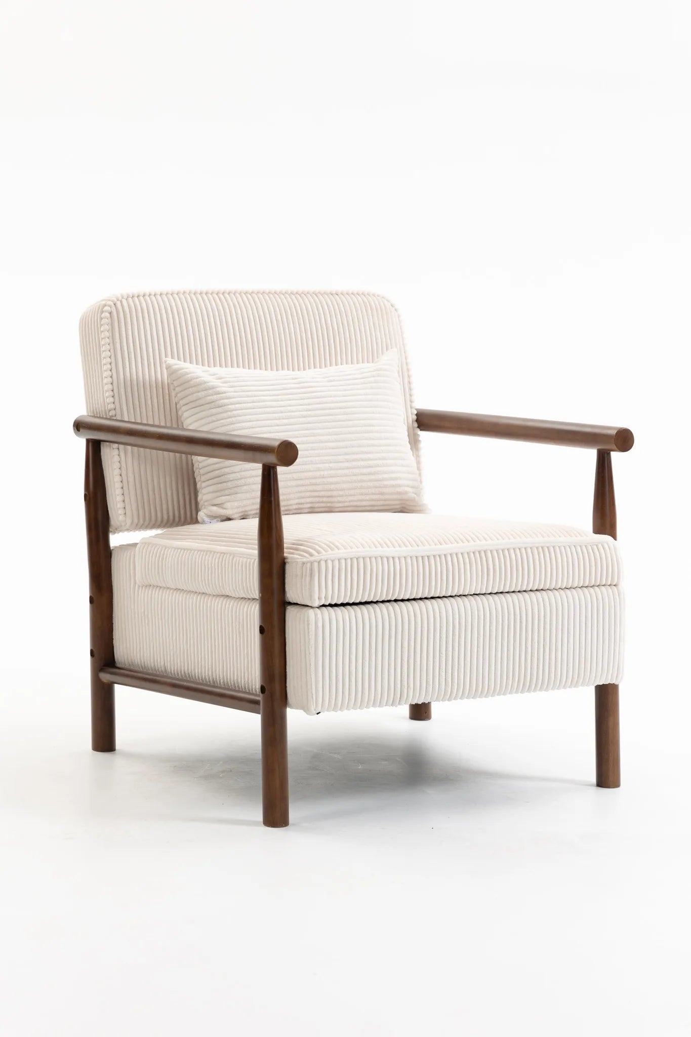 Storage Chair, Mid Century Modern Accent Chair with Solid Wood Frame, Upholstered Living Room Chairs with Waist Cushion, Reading Armchair for Bedroom Sunroom detail view 7