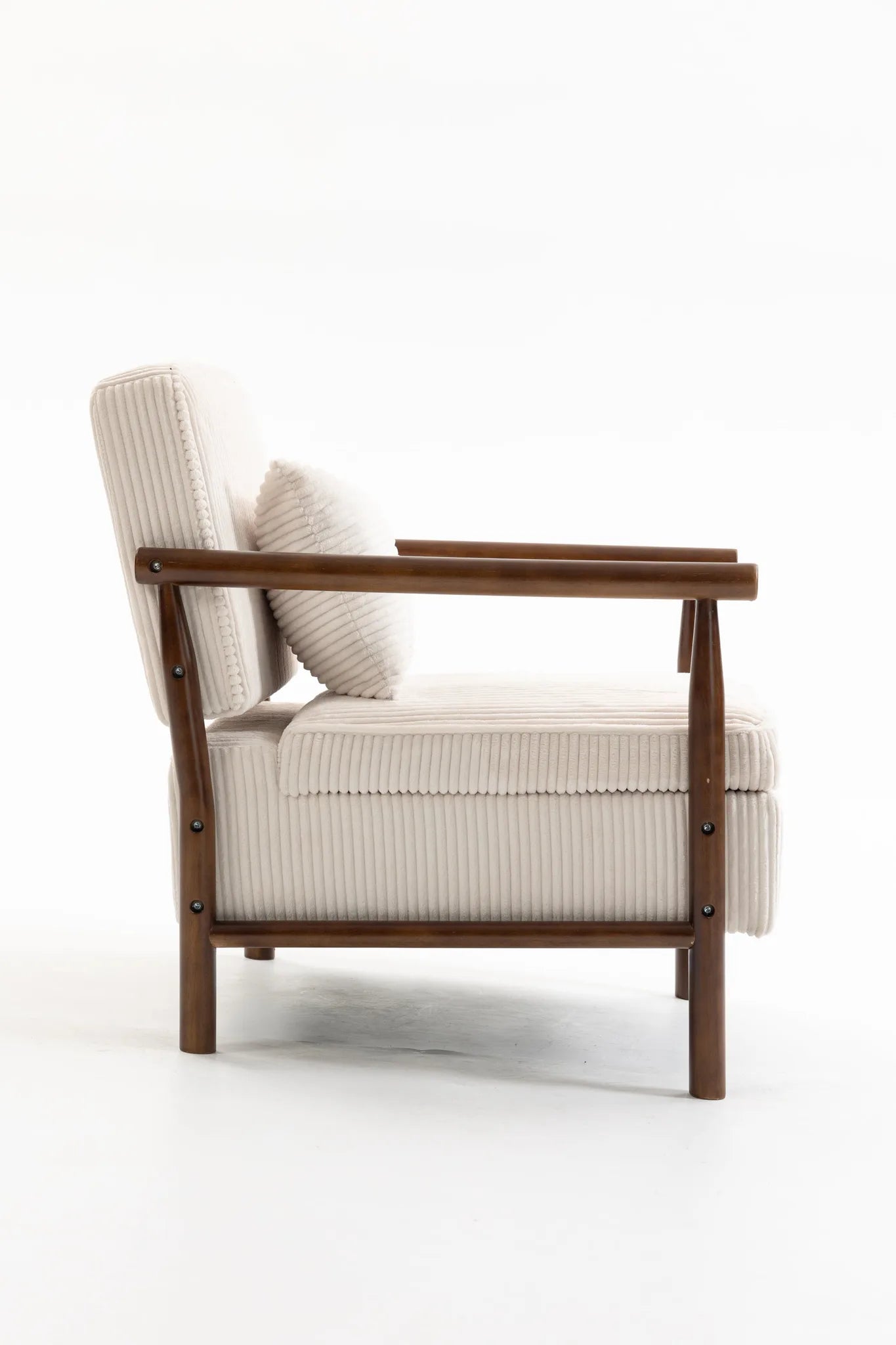 Storage Chair, Mid Century Modern Accent Chair with Solid Wood Frame, Upholstered Living Room Chairs with Waist Cushion, Reading Armchair for Bedroom Sunroom detail view 10