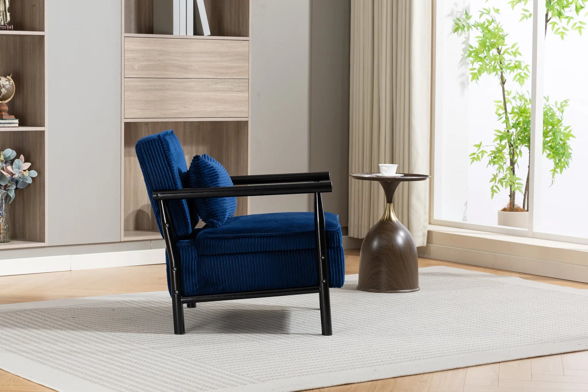 Storage Chair, Mid Century Modern Accent Chair with Solid Wood Frame, Upholstered Living Room Chairs with Waist Cushion, Reading Armchair for Bedroom Sunroom detail view 32