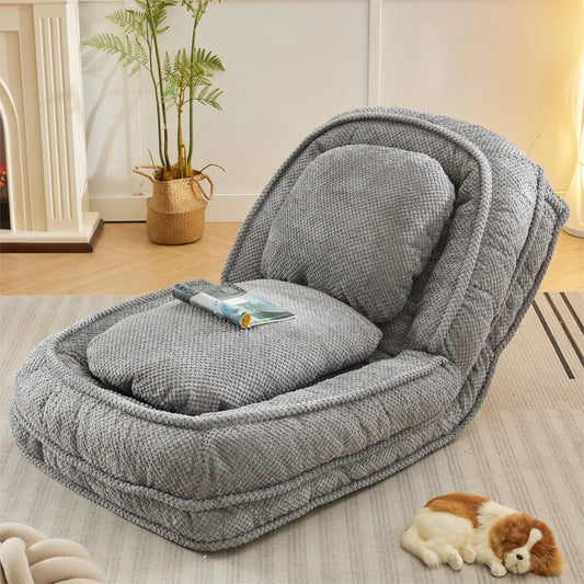 Human Dog Bed, Lazy Sofa Couch, 5 Adjustable Position, sit, sleep, fold, suit to put in bedroom, living room, Space Saving Design, Gray lifestyle view