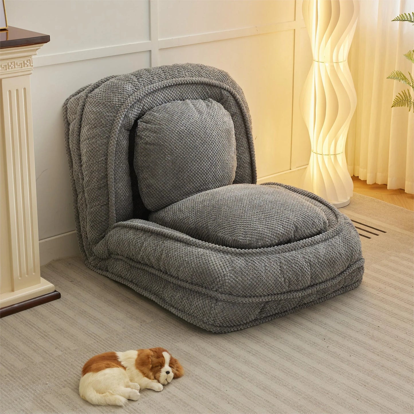 Human Dog Bed, Lazy Sofa Couch, 5 Adjustable Position, sit, sleep, fold, suit to put in bedroom, living room, Space Saving Design, Gray detail view 5