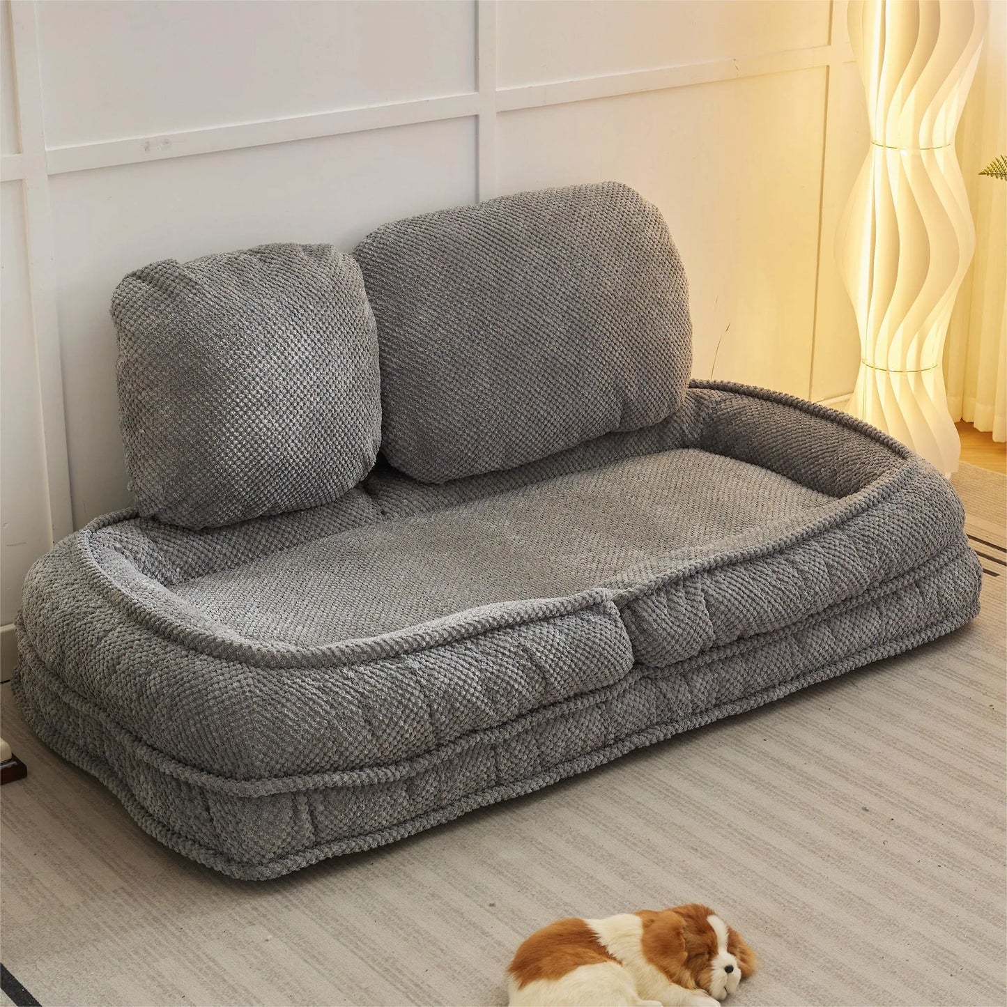Human Dog Bed, Lazy Sofa Couch, 5 Adjustable Position, sit, sleep, fold, suit to put in bedroom, living room, Space Saving Design, Gray detail view 6