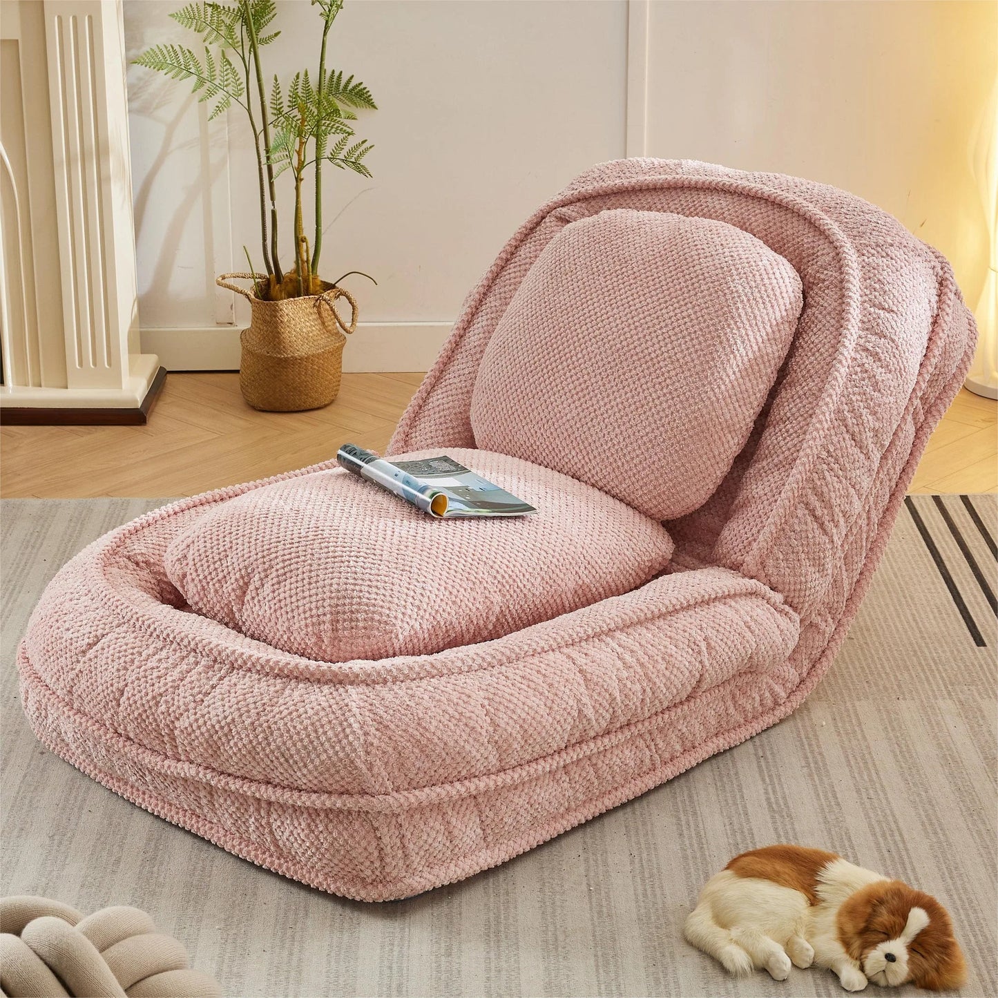Human Dog Bed, Lazy Sofa Couch, 5 Adjustable Position, sit, sleep, fold, suit to put in bedroom, living room, Space Saving Design, Gray detail view 17