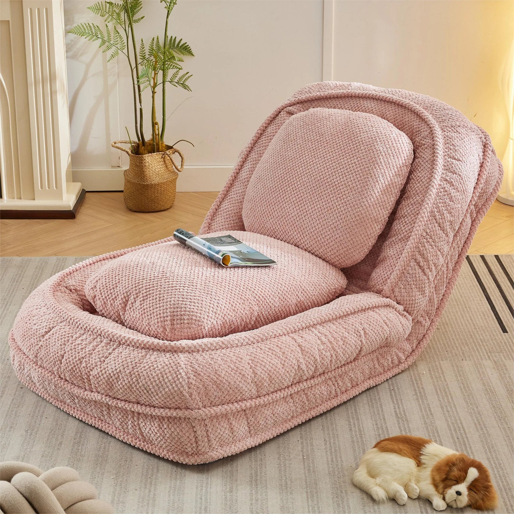 Human Dog Bed, Lazy Sofa Couch, 5 Adjustable Position, sit, sleep, fold, suit to put in bedroom, living room, Space Saving Design, Gray detail view 17
