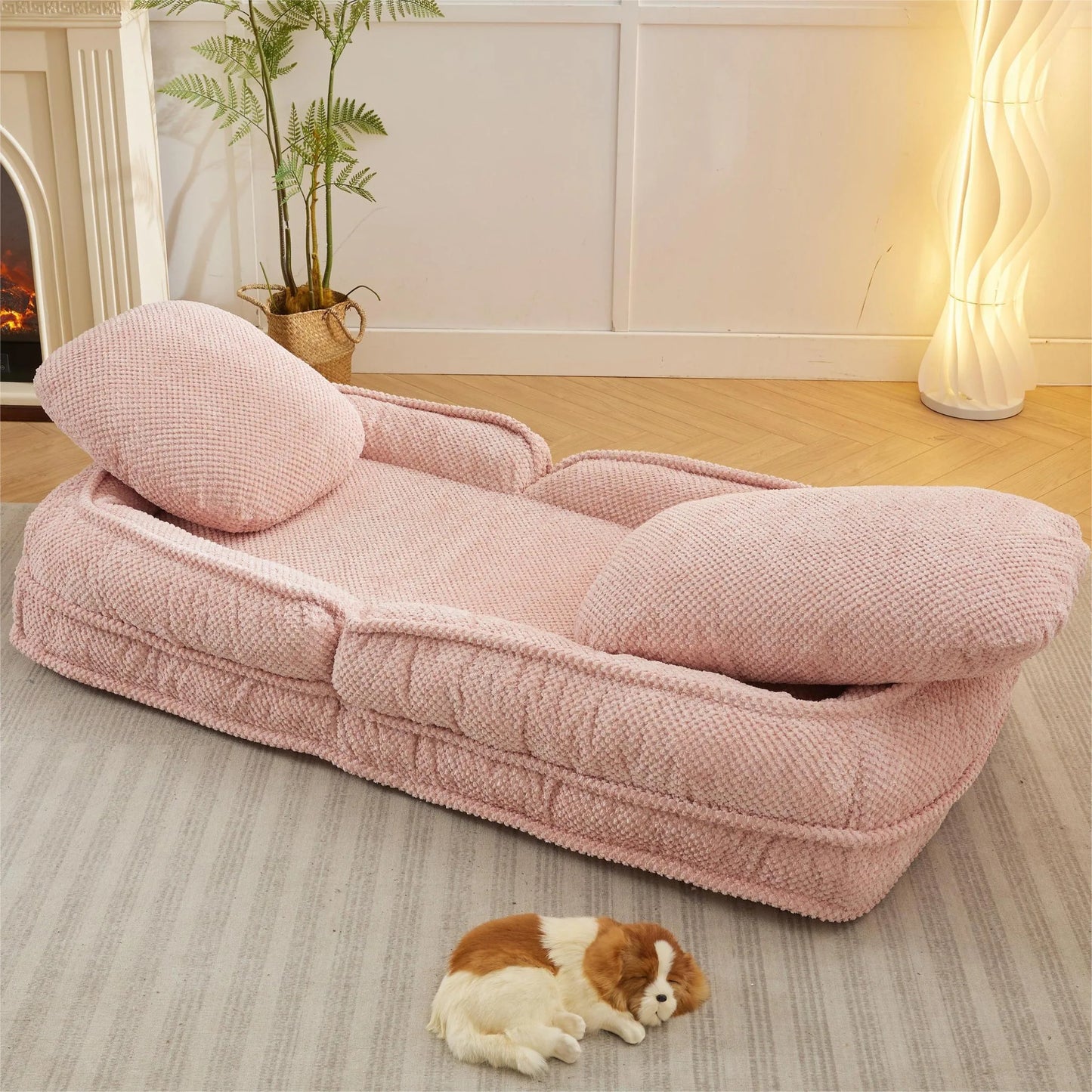 Human Dog Bed, Lazy Sofa Couch, 5 Adjustable Position, sit, sleep, fold, suit to put in bedroom, living room, Space Saving Design, Gray detail view 22