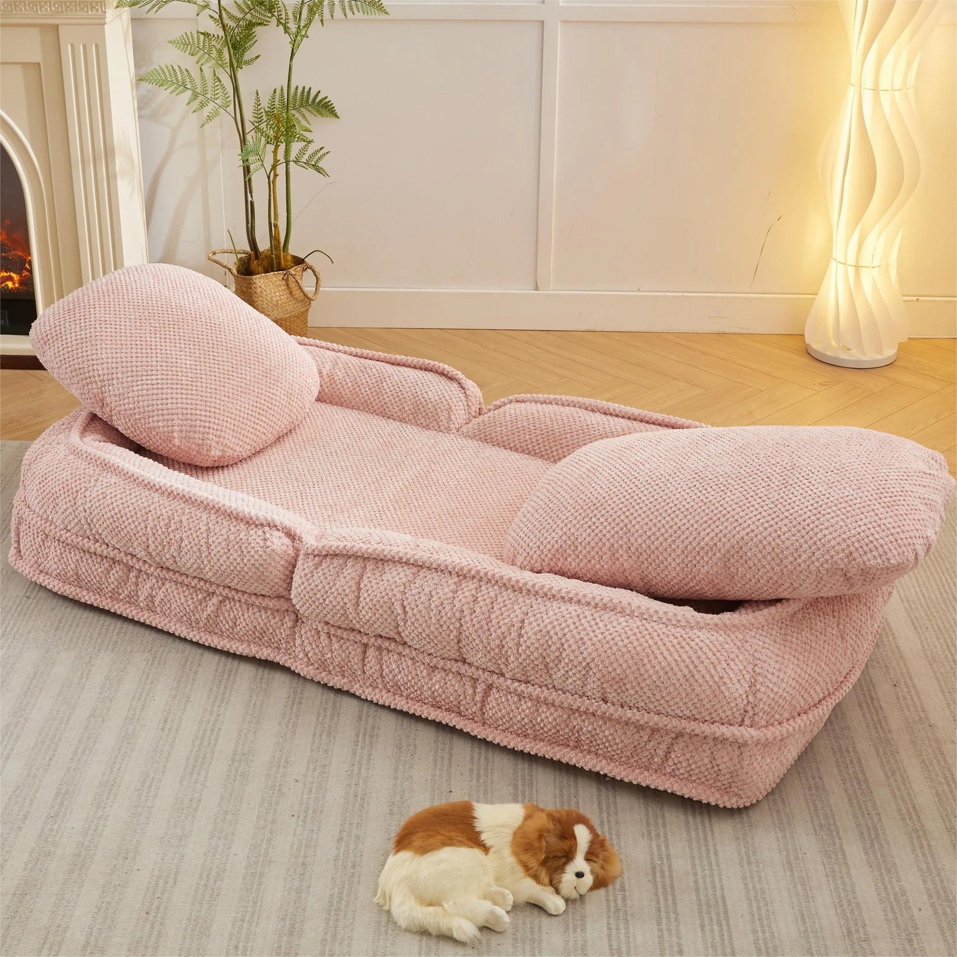 Human Dog Bed, Lazy Sofa Couch, 5 Adjustable Position, sit, sleep, fold, suit to put in bedroom, living room, Space Saving Design, Gray detail view 22