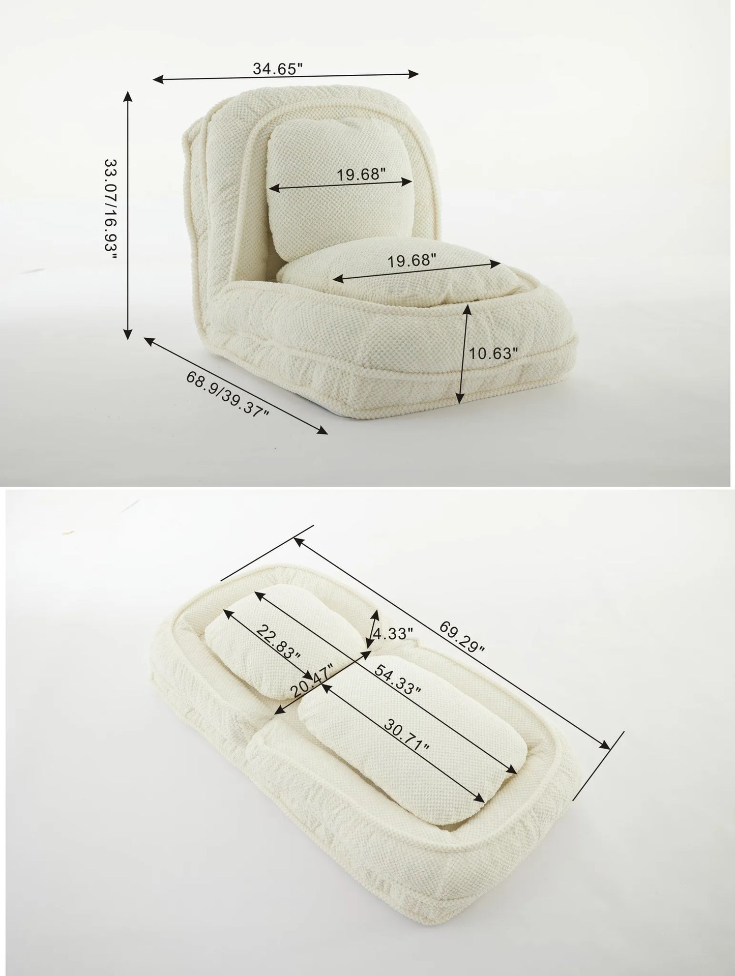 Human Dog Bed, Lazy Sofa Couch, 5 Adjustable Position, sit, sleep, fold, suit to put in bedroom, living room, Space Saving Design, Gray detail view 29