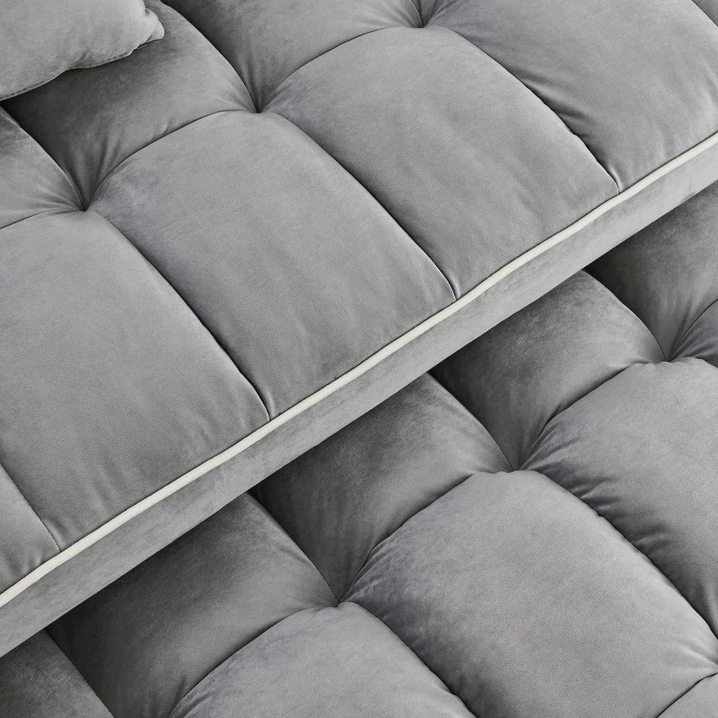 55.51 inch versatile foldable sofa bed in 3 lengths, modern sofa sofa sofa velvet pull-out bed, adjustable back and with USB port and ashtray and swivel phone stand (Grey) detail view 9