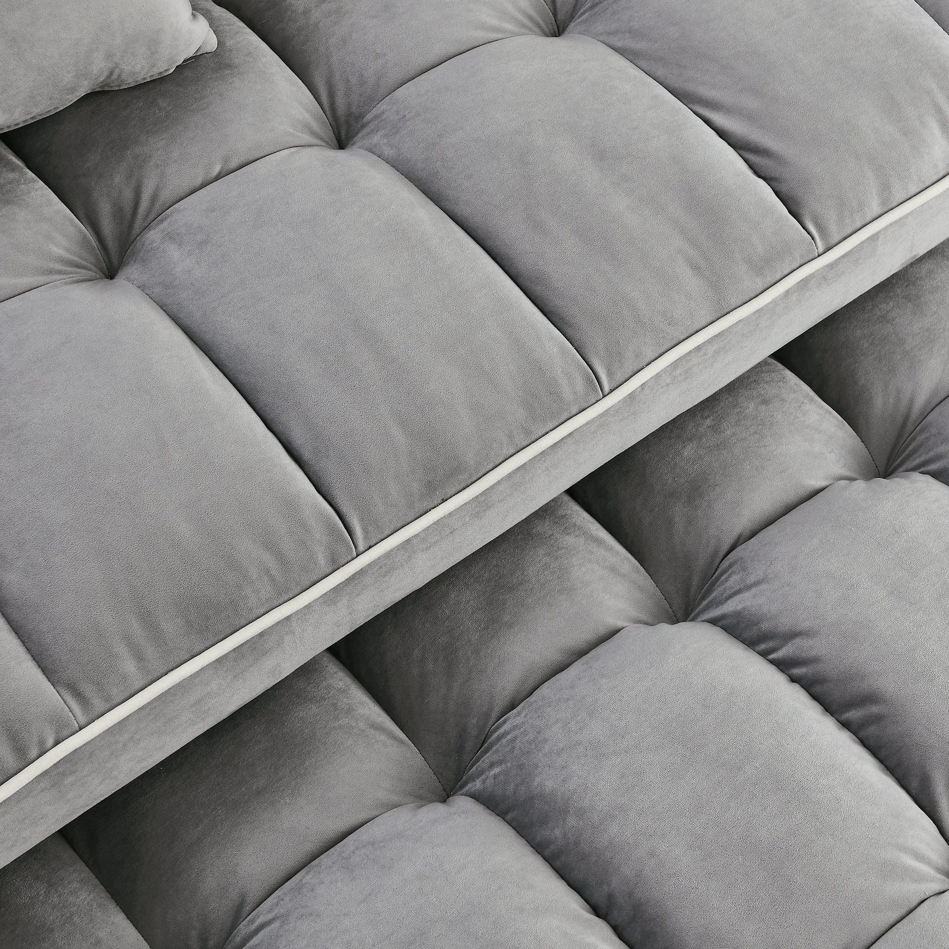 55.51 inch versatile foldable sofa bed in 3 lengths, modern sofa sofa sofa velvet pull-out bed, adjustable back and with USB port and ashtray and swivel phone stand (Grey) detail view 9