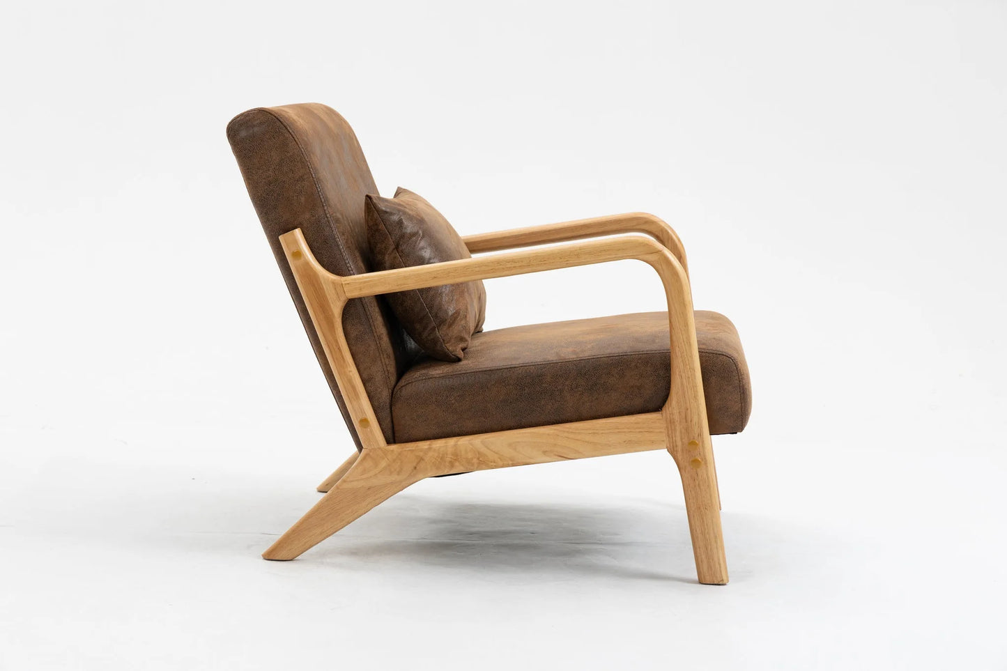 Mid Century Modern Accent Chair with Solid Wood Frame, Upholstered Living Room Chairs with Waist Cushion, Reading Armchair for Bedroom Sunroom detail view 11