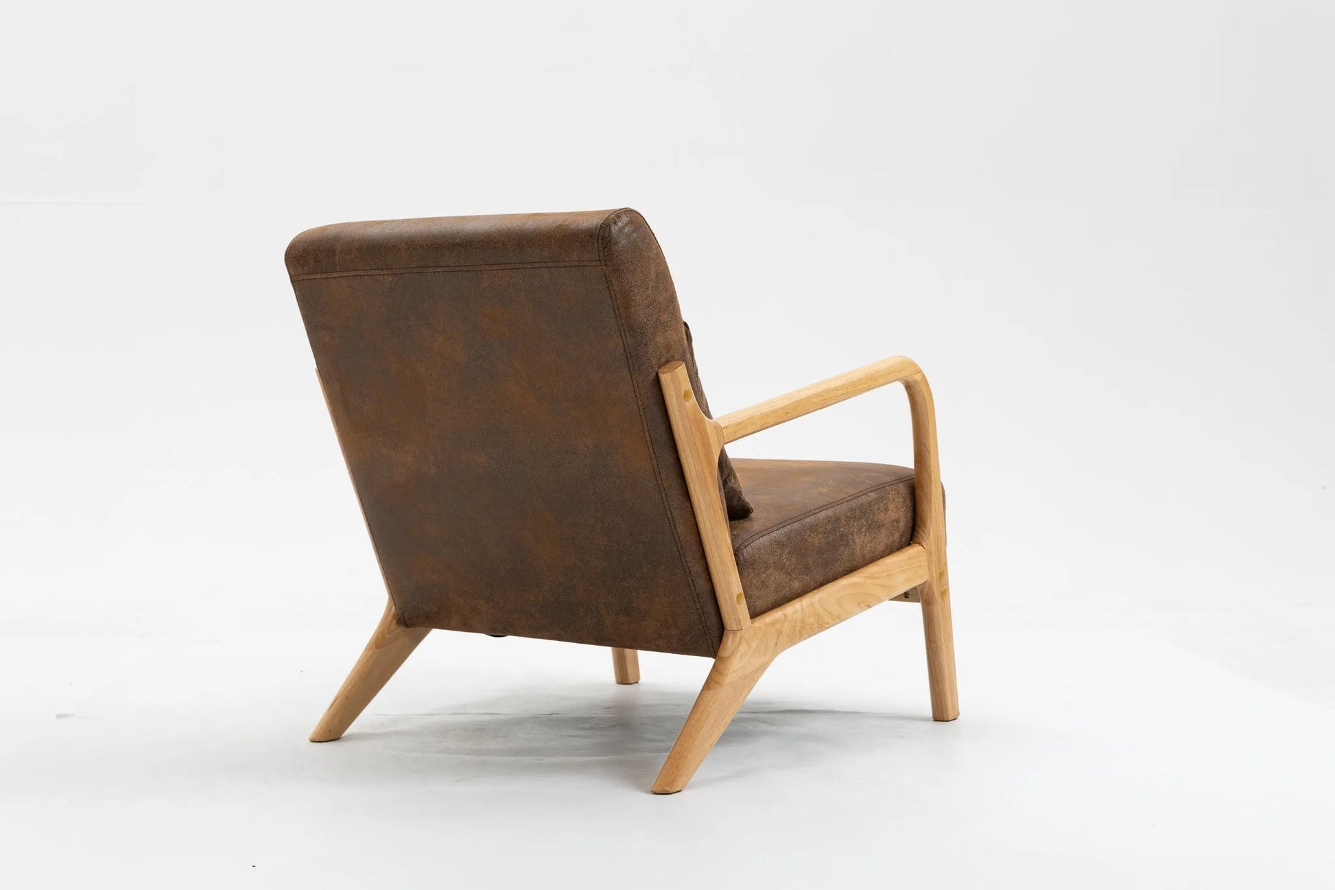 Mid Century Modern Accent Chair with Solid Wood Frame, Upholstered Living Room Chairs with Waist Cushion, Reading Armchair for Bedroom Sunroom detail view 12