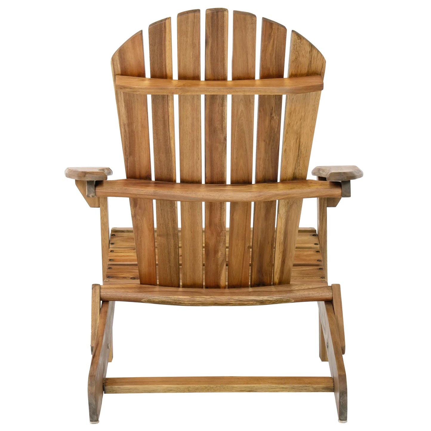 Folding Adirondack Chair Wooden Accent Furniture Lounge Chairs, Foldable Design for Patio & Garden Relaxation with Slatted Back & Wide Armrests- Teak Finish detail view 11
