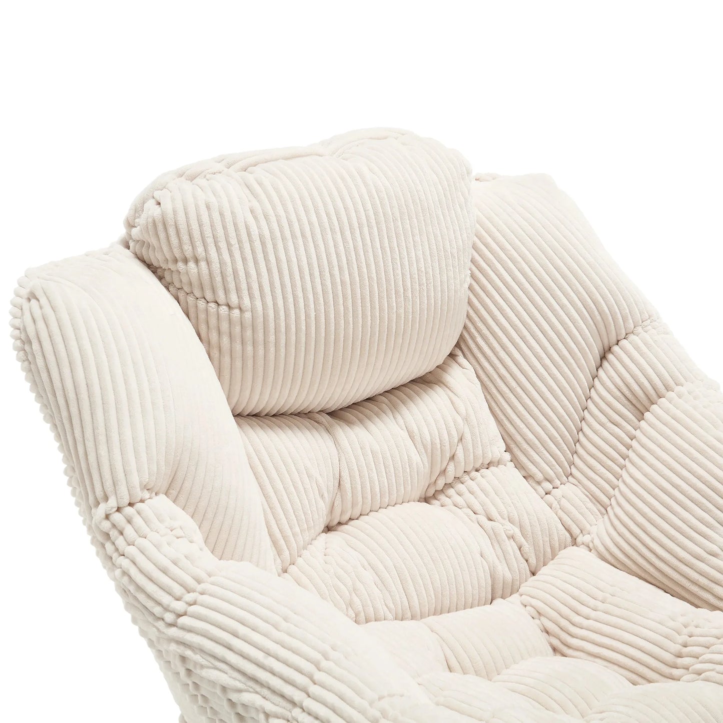 Lazy Chair with Ottoman, Modern Lounge Accent Chair with Armrests and a Side Pocket, Leisure Upholstered Sofa Chair Reading Chair with Footrest for Small Space, Corner Chair-White detail view 15