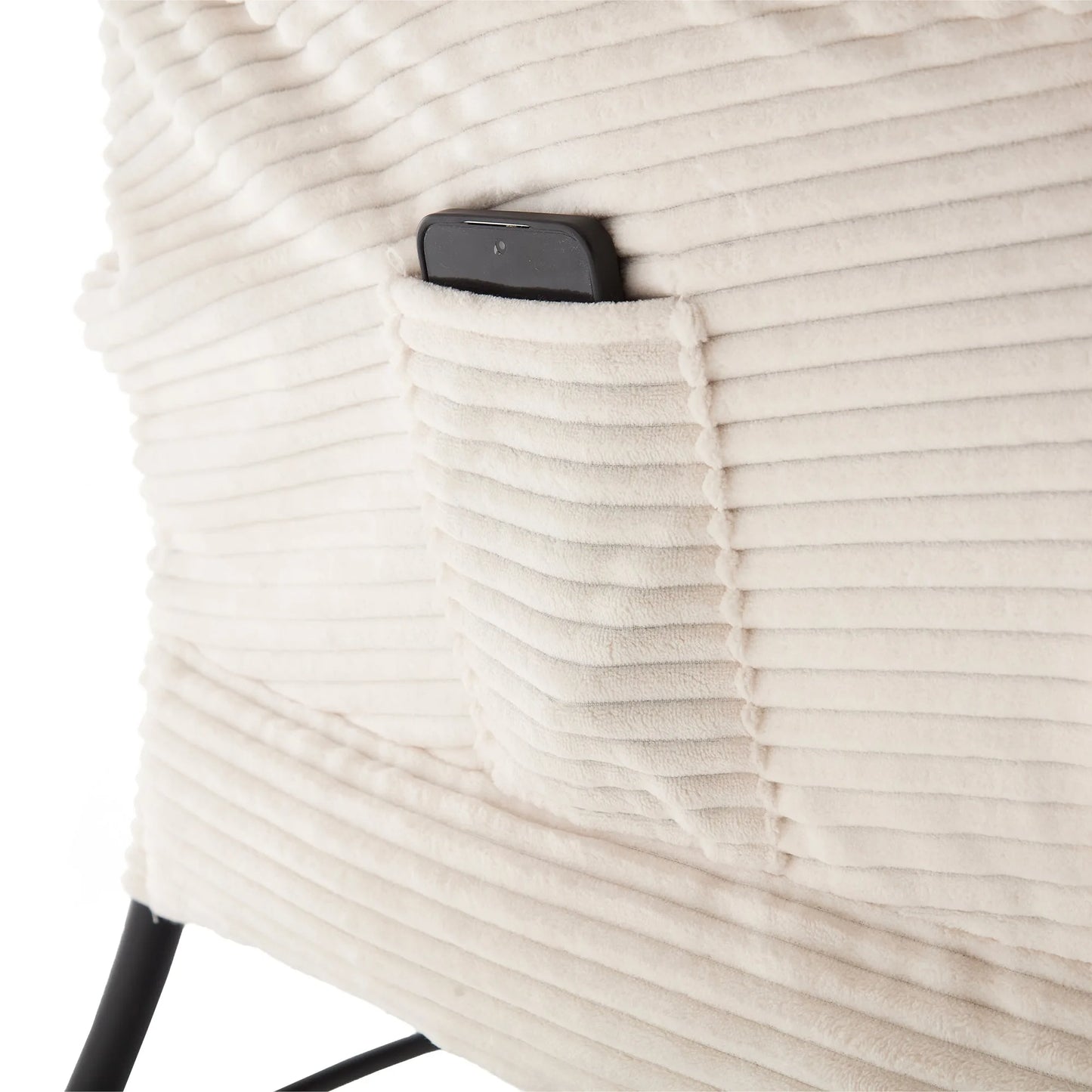 Lazy Chair with Ottoman, Modern Lounge Accent Chair with Armrests and a Side Pocket, Leisure Upholstered Sofa Chair Reading Chair with Footrest for Small Space, Corner Chair-White detail view 18