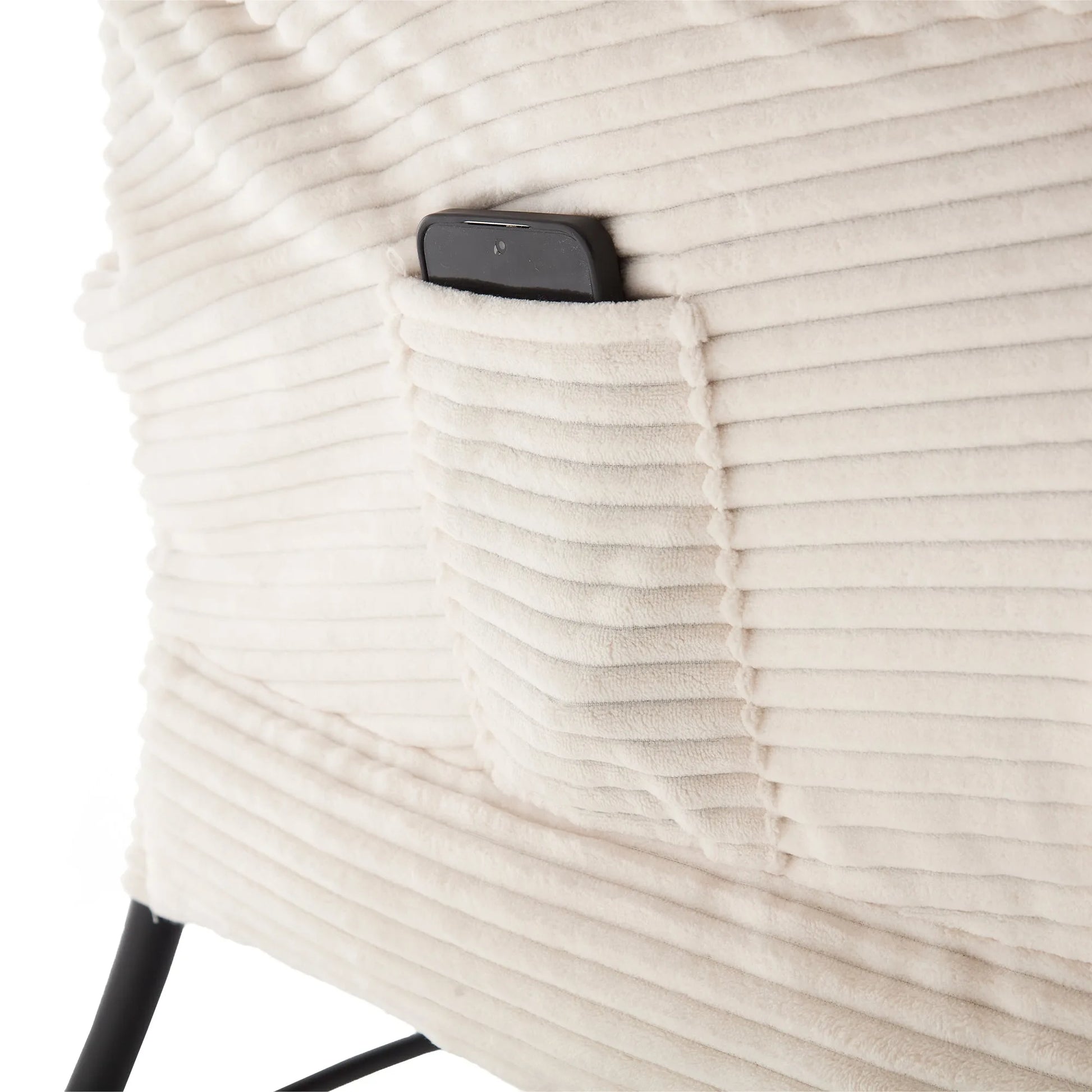 Lazy Chair with Ottoman, Modern Lounge Accent Chair with Armrests and a Side Pocket, Leisure Upholstered Sofa Chair Reading Chair with Footrest for Small Space, Corner Chair-White detail view 18