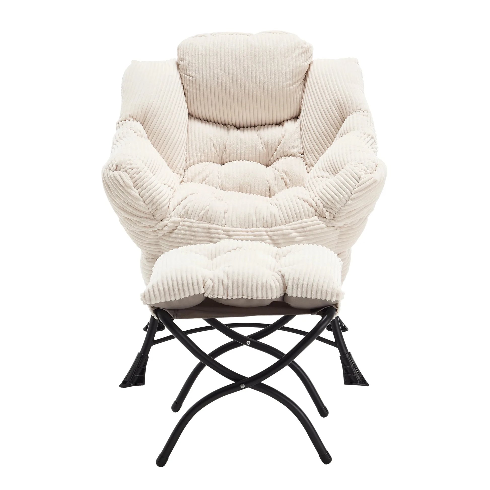 Lazy Chair with Ottoman, Modern Lounge Accent Chair with Armrests and a Side Pocket, Leisure Upholstered Sofa Chair Reading Chair with Footrest for Small Space, Corner Chair-White detail view 19