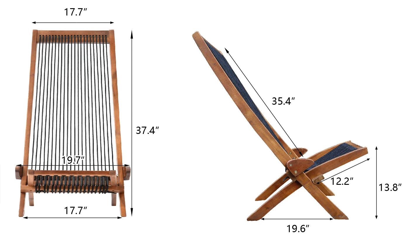 Folding Rope Wood Chair detail view 9