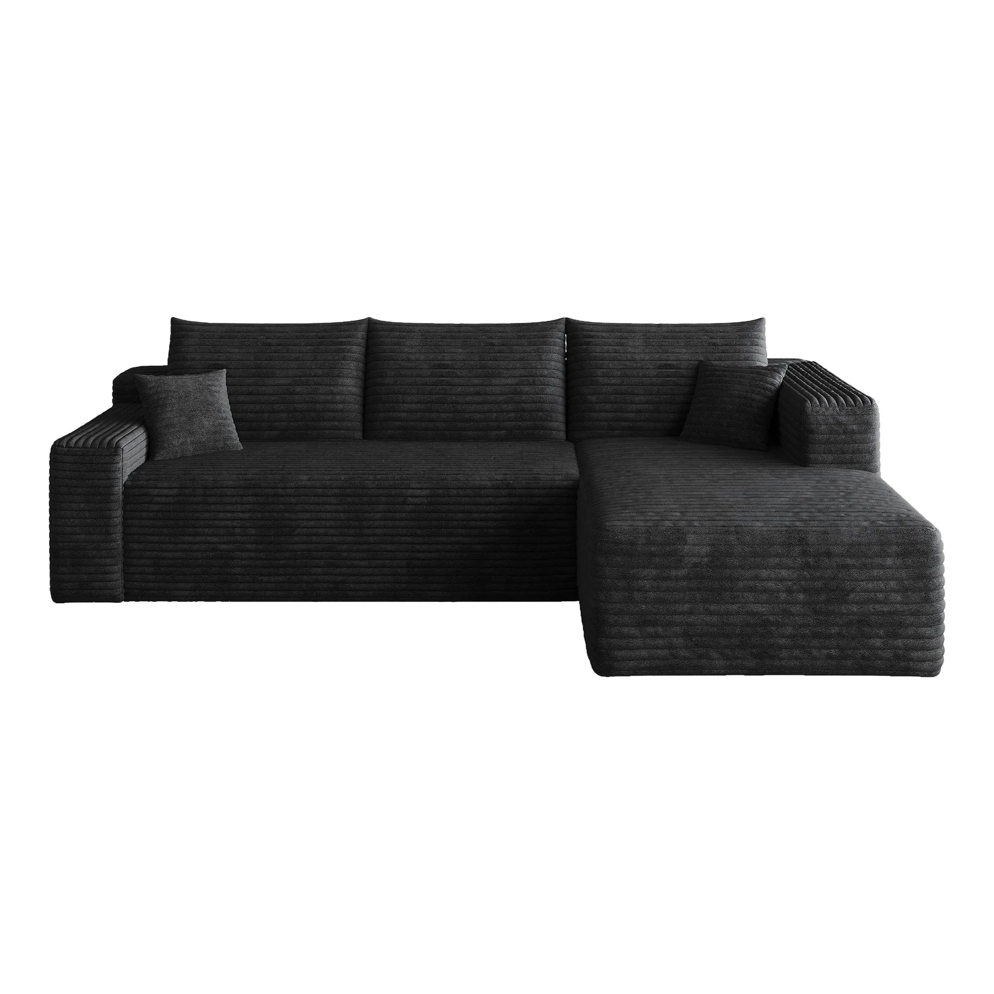 95' Cloud Sectional Sofa, Modern Minimalist Upholstered Couches, Comfort U Shaped Sofa for Living Room, Deep Seat Corner Couch, No Assembly Required, Black (Plush Corduroy Fabric) detail view 2