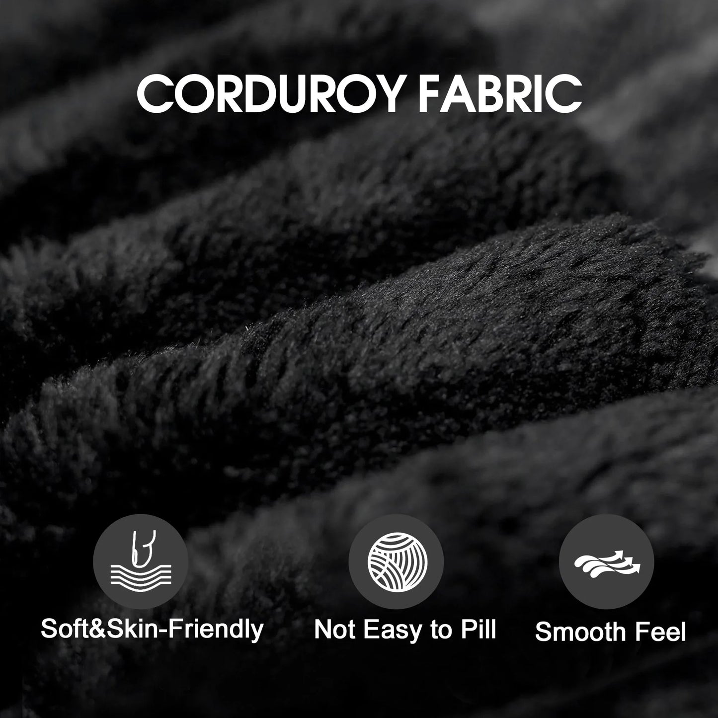 95' Cloud Sectional Sofa, Modern Minimalist Upholstered Couches, Comfort U Shaped Sofa for Living Room, Deep Seat Corner Couch, No Assembly Required, Black (Plush Corduroy Fabric) detail view 9