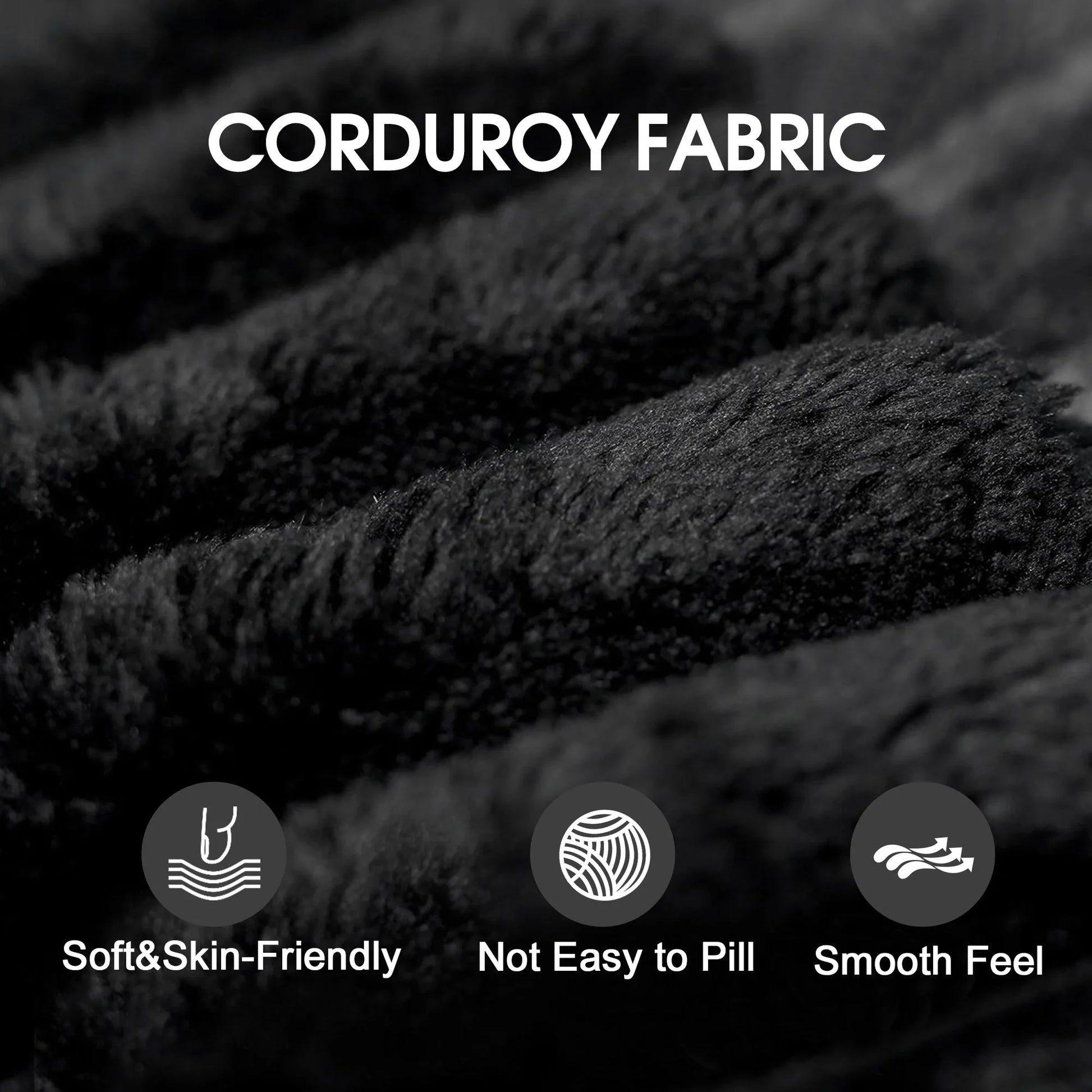 95' Cloud Sectional Sofa, Modern Minimalist Upholstered Couches, Comfort U Shaped Sofa for Living Room, Deep Seat Corner Couch, No Assembly Required, Black (Plush Corduroy Fabric) detail view 9