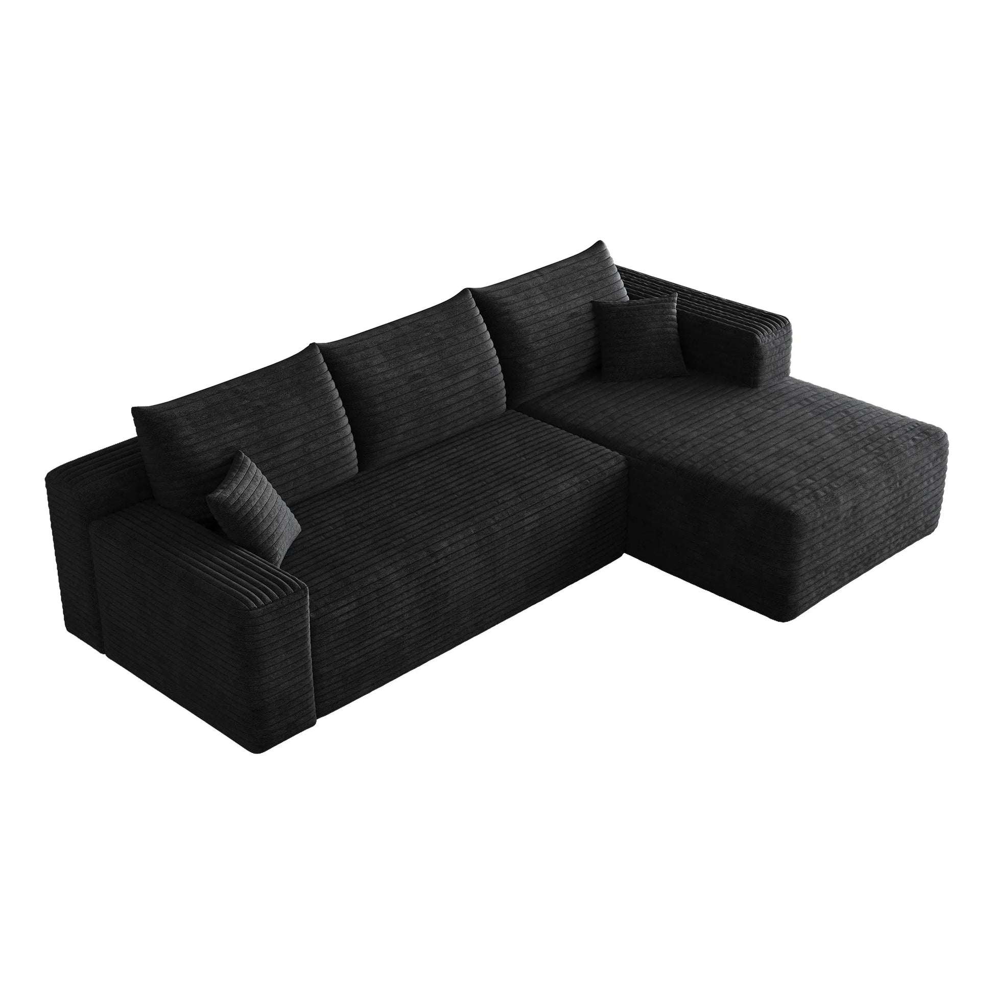 95' Cloud Sectional Sofa, Modern Minimalist Upholstered Couches, Comfort U Shaped Sofa for Living Room, Deep Seat Corner Couch, No Assembly Required, Black (Plush Corduroy Fabric) detail view 11