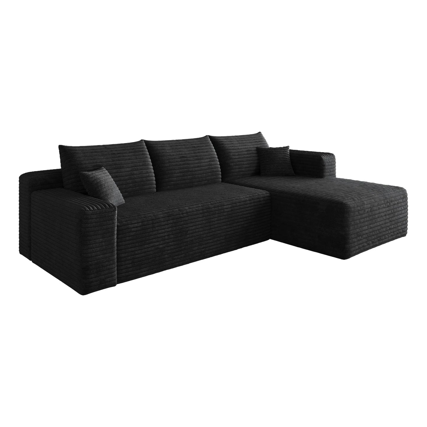 95' Cloud Sectional Sofa, Modern Minimalist Upholstered Couches, Comfort U Shaped Sofa for Living Room, Deep Seat Corner Couch, No Assembly Required, Black (Plush Corduroy Fabric) detail view 12