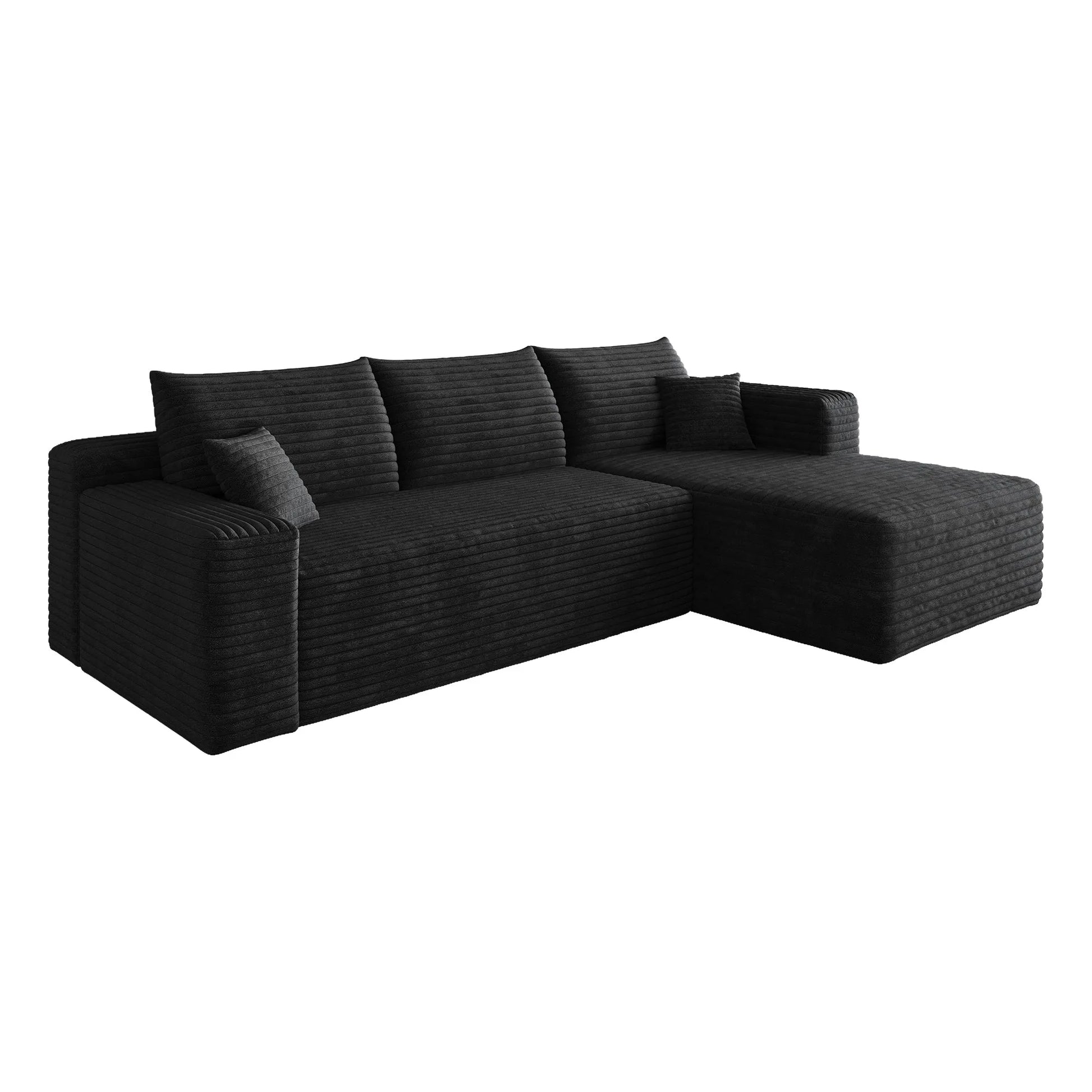 95' Cloud Sectional Sofa, Modern Minimalist Upholstered Couches, Comfort U Shaped Sofa for Living Room, Deep Seat Corner Couch, No Assembly Required, Black (Plush Corduroy Fabric) detail view 12