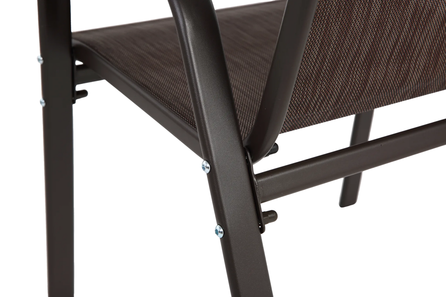 4 Piece Patio Chairs, Outdoor Camping Chairs with Breathable Textilene Fabric, Set of 4 Garden Chairs with Armrest High Backrest for Garden Patio Pool Beach Yard Space Saving ( Brown) detail view 3