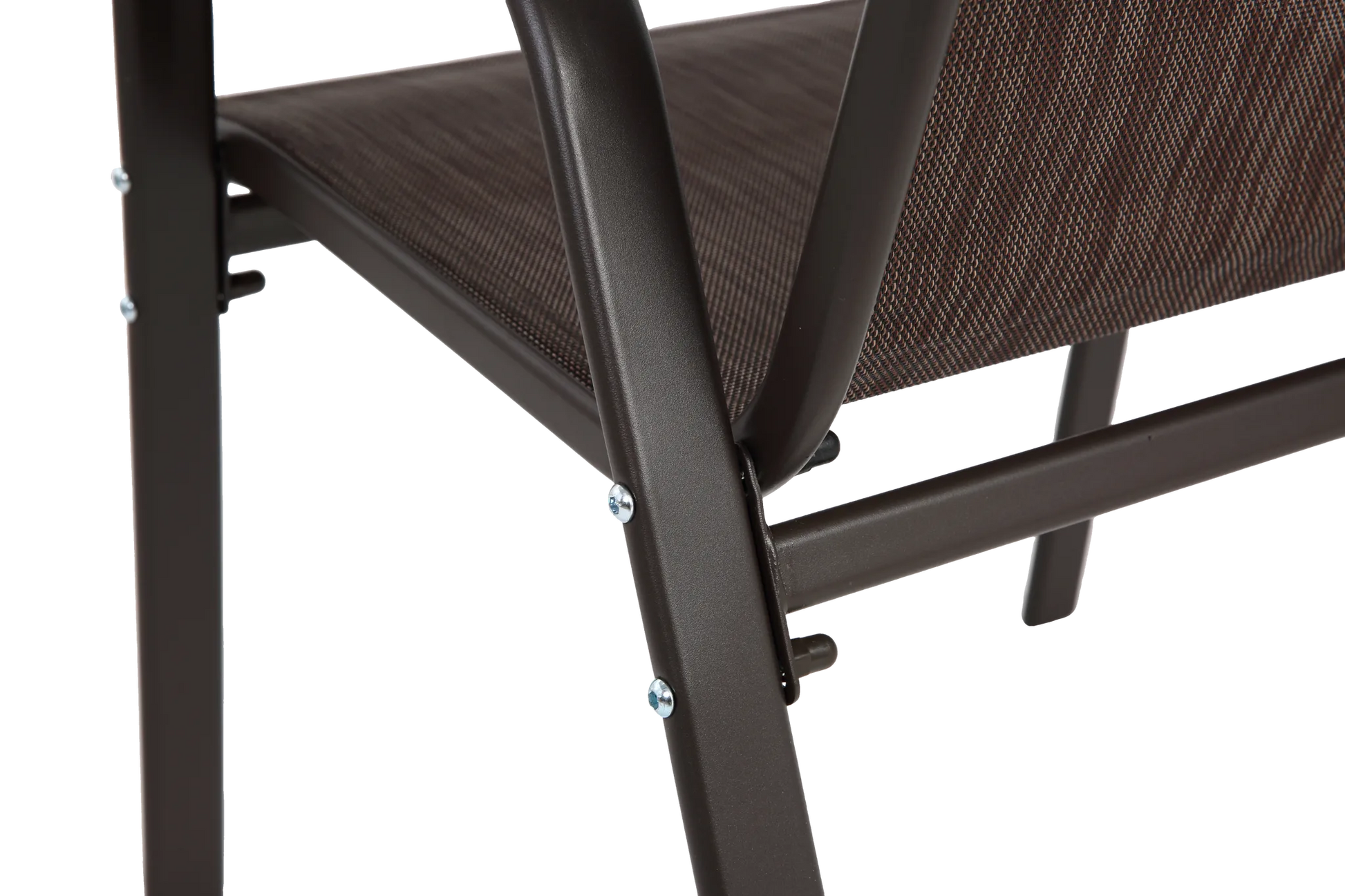 4 Piece Patio Chairs, Outdoor Camping Chairs with Breathable Textilene Fabric, Set of 4 Garden Chairs with Armrest High Backrest for Garden Patio Pool Beach Yard Space Saving ( Brown) detail view 3