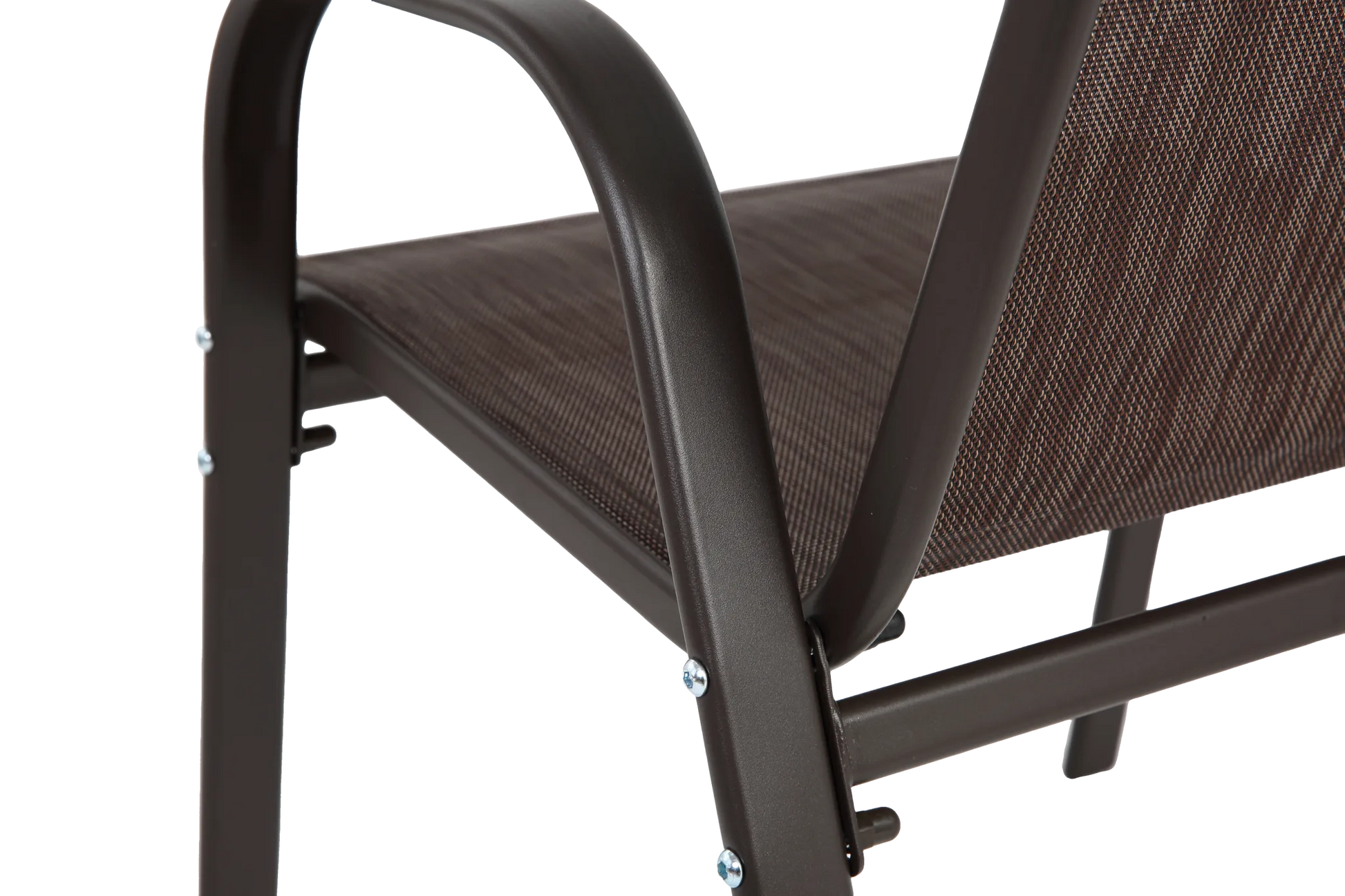 4 Piece Patio Chairs, Outdoor Camping Chairs with Breathable Textilene Fabric, Set of 4 Garden Chairs with Armrest High Backrest for Garden Patio Pool Beach Yard Space Saving ( Brown) detail view 5