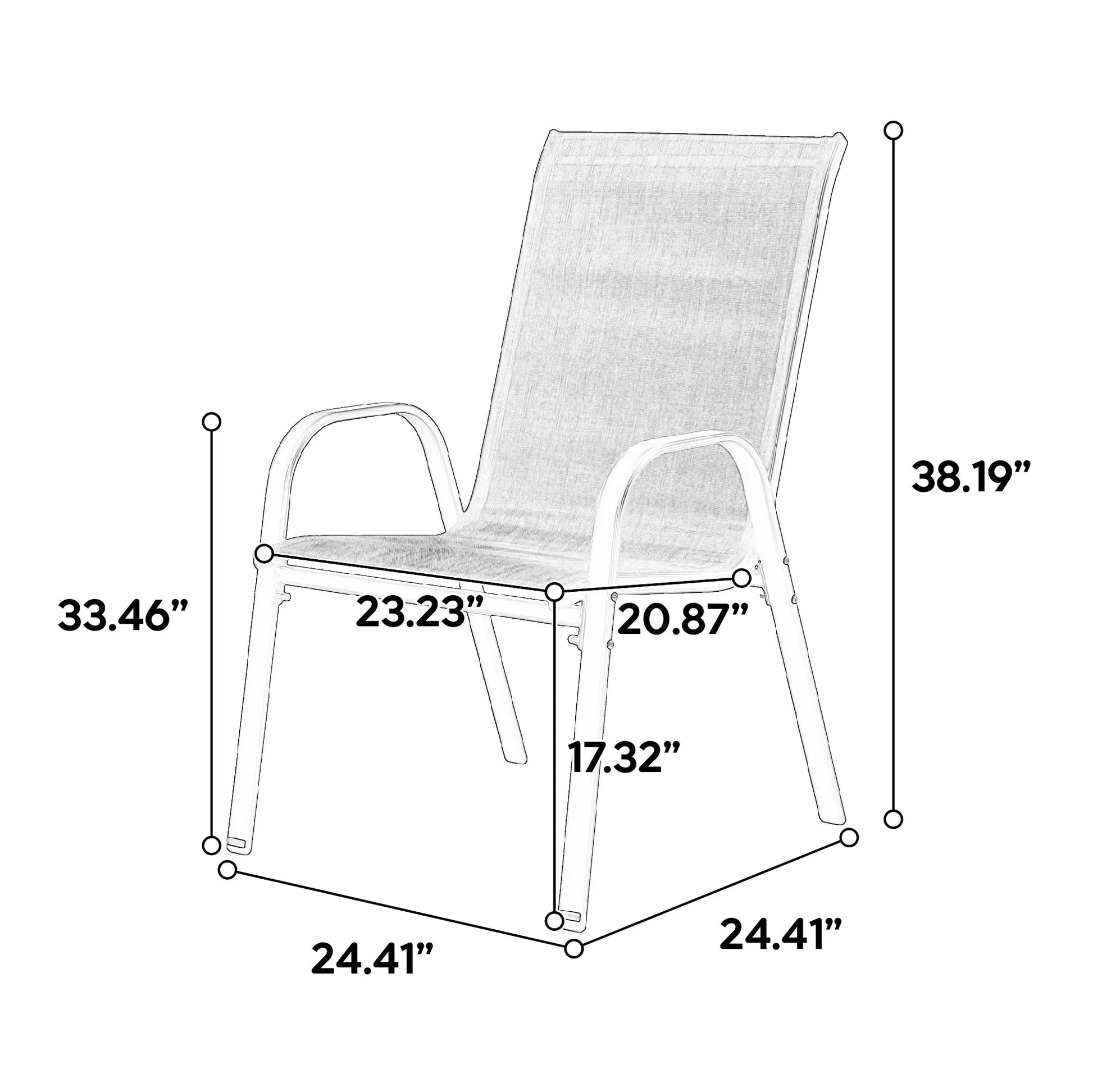 4 Piece Patio Chairs, Outdoor Camping Chairs with Breathable Textilene Fabric, Set of 4 Garden Chairs with Armrest High Backrest for Garden Patio Pool Beach Yard Space Saving ( Brown) detail view 12