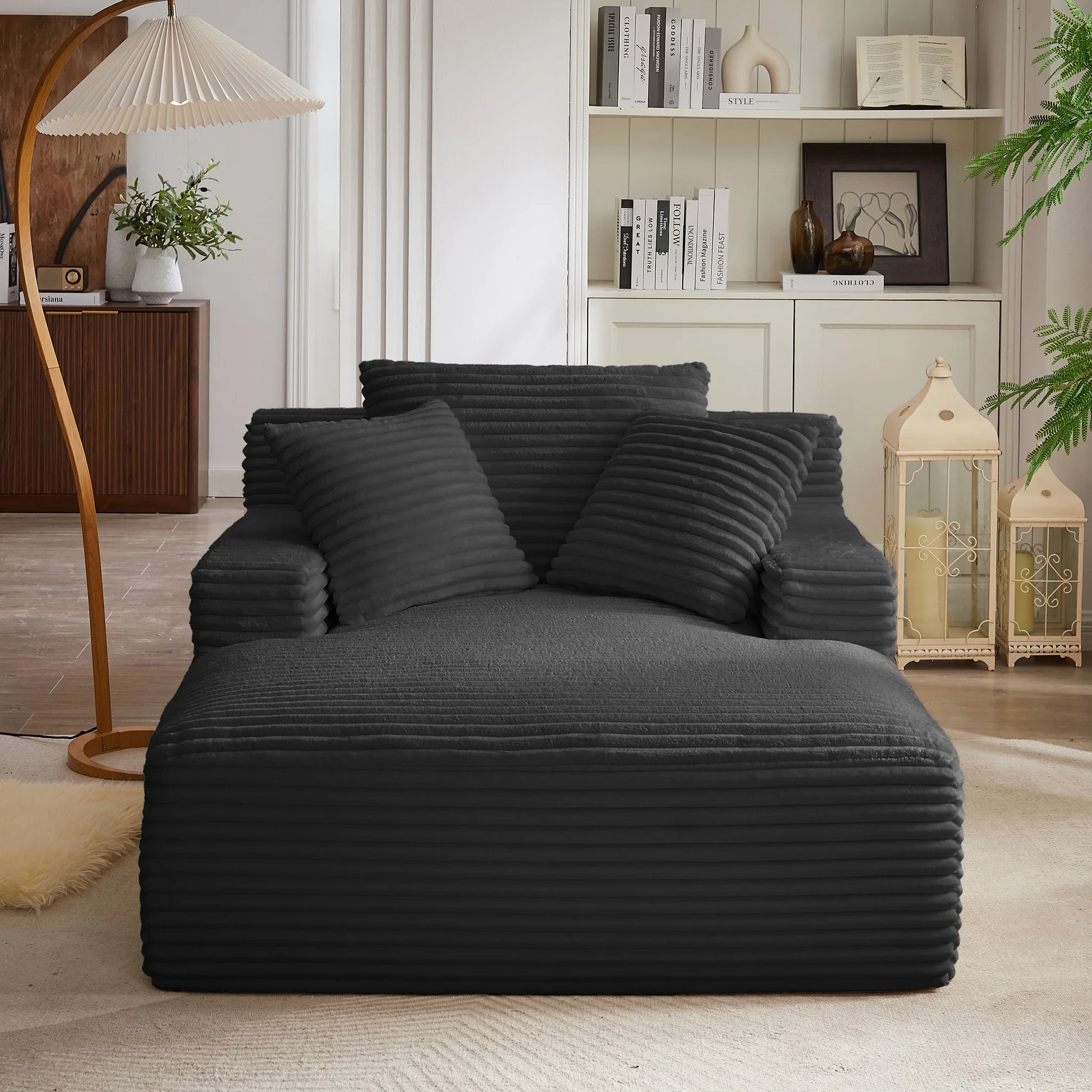 Oversized Chaise Lounge Chair Indoor, Corduroy Upholstered Modern Sofa Couch, No Assembly Required, Comfy Sleeper Sofa for Living Room, Office detail view 2