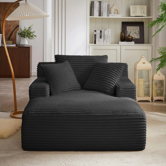 Oversized Chaise Lounge Chair Indoor, Corduroy Upholstered Modern Sofa Couch, No Assembly Required, Comfy Sleeper Sofa for Living Room, Office detail view 2