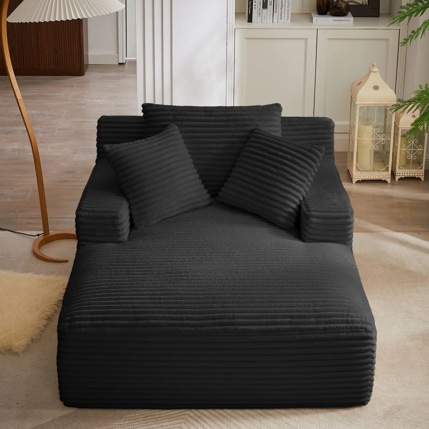 Oversized Chaise Lounge Chair Indoor, Corduroy Upholstered Modern Sofa Couch, No Assembly Required, Comfy Sleeper Sofa for Living Room, Office detail view 3