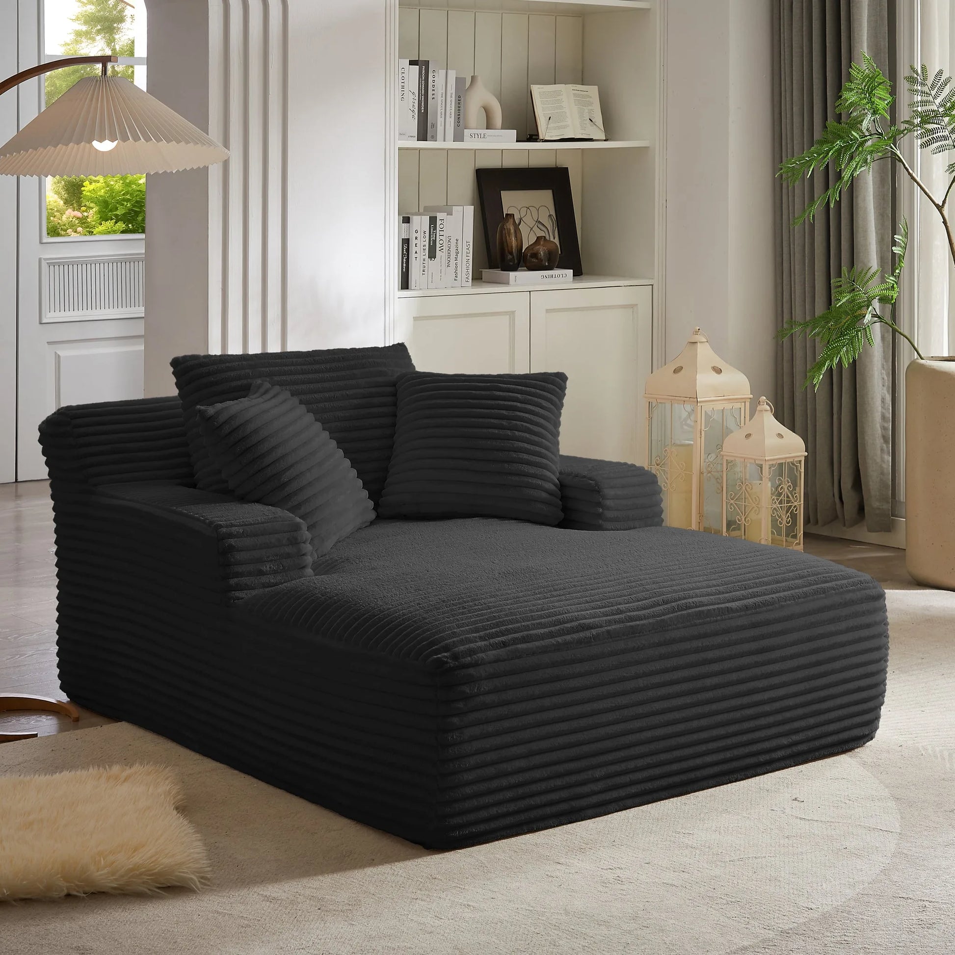 Oversized Chaise Lounge Chair Indoor, Corduroy Upholstered Modern Sofa Couch, No Assembly Required, Comfy Sleeper Sofa for Living Room, Office detail view 4