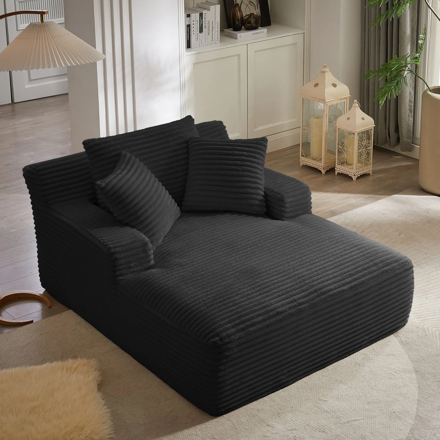 Oversized Chaise Lounge Chair Indoor, Corduroy Upholstered Modern Sofa Couch, No Assembly Required, Comfy Sleeper Sofa for Living Room, Office detail view 5