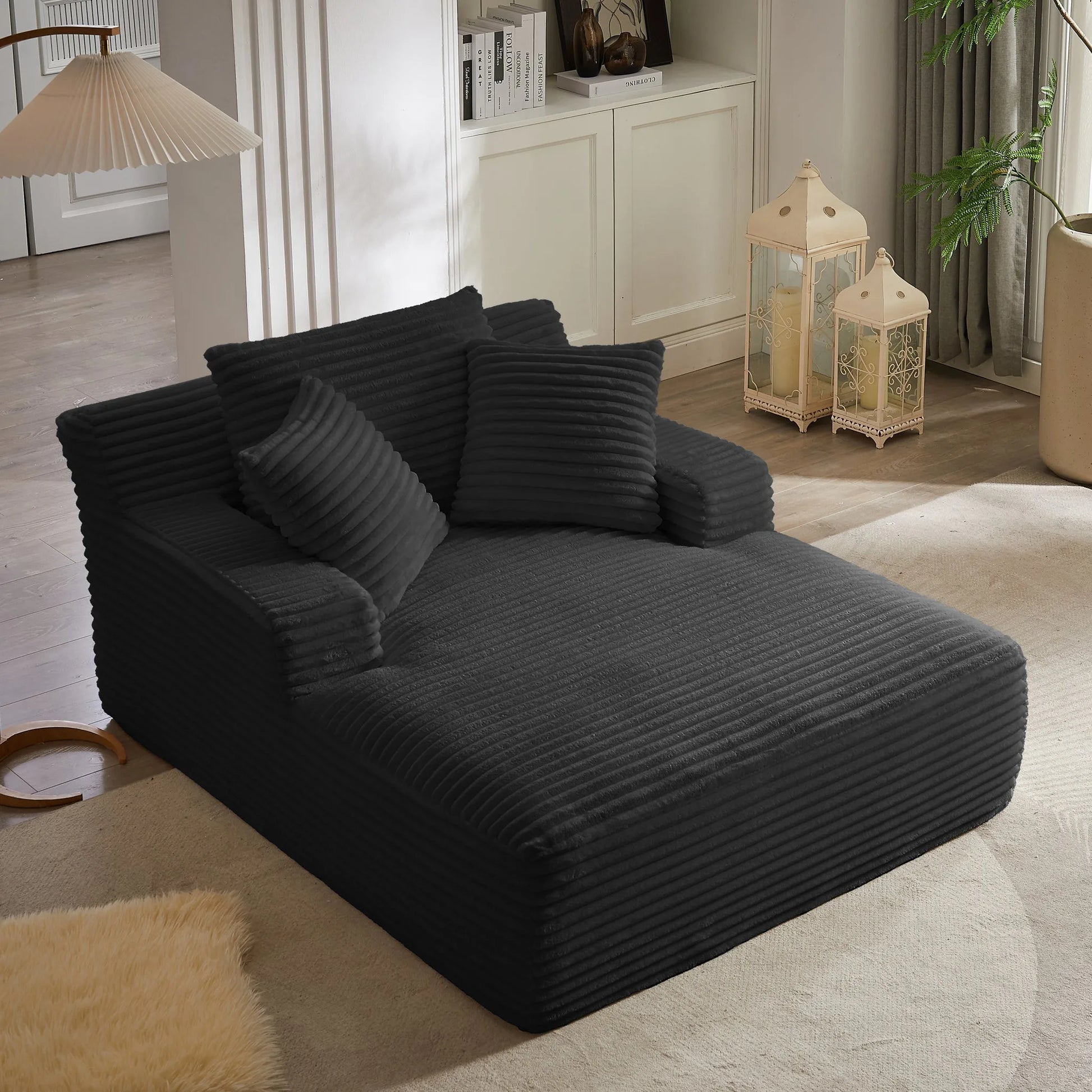 Oversized Chaise Lounge Chair Indoor, Corduroy Upholstered Modern Sofa Couch, No Assembly Required, Comfy Sleeper Sofa for Living Room, Office detail view 5