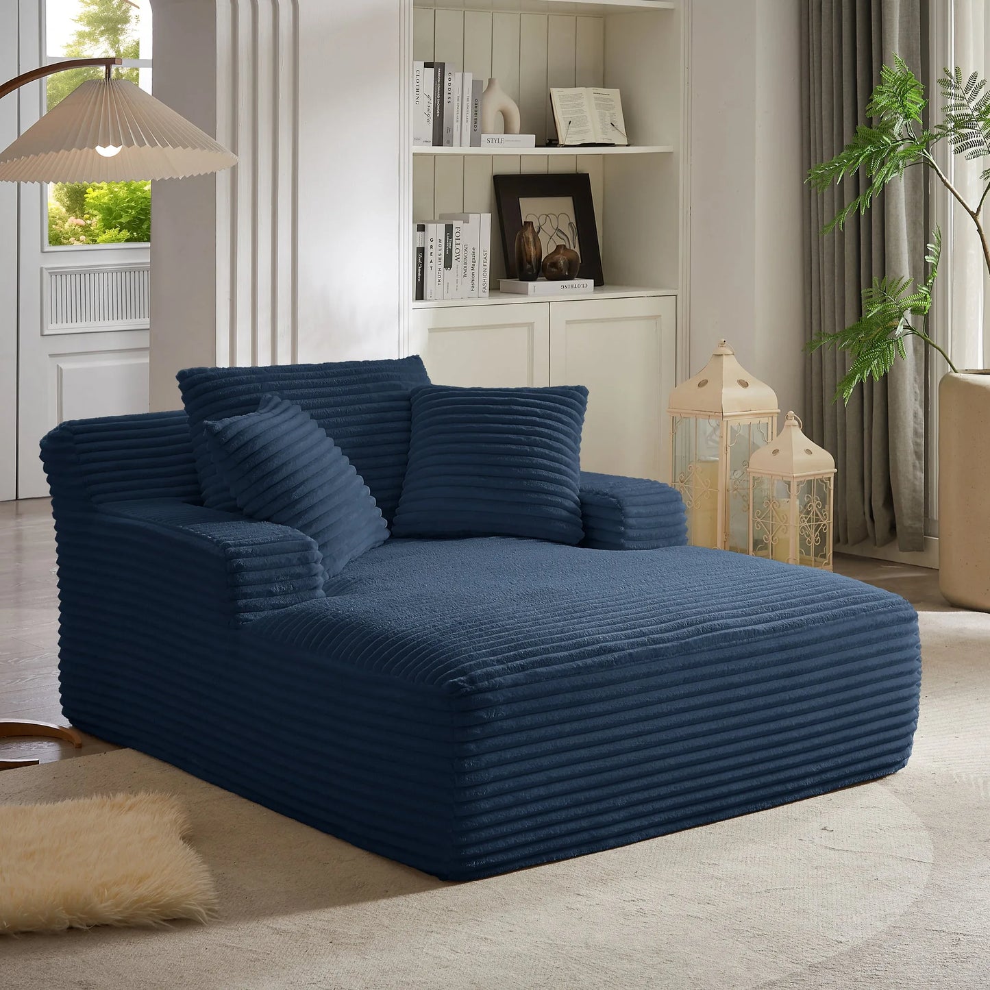 Oversized Chaise Lounge Chair Indoor, Corduroy Upholstered Modern Sofa Couch, No Assembly Required, Comfy Sleeper Sofa for Living Room, Office detail view 14