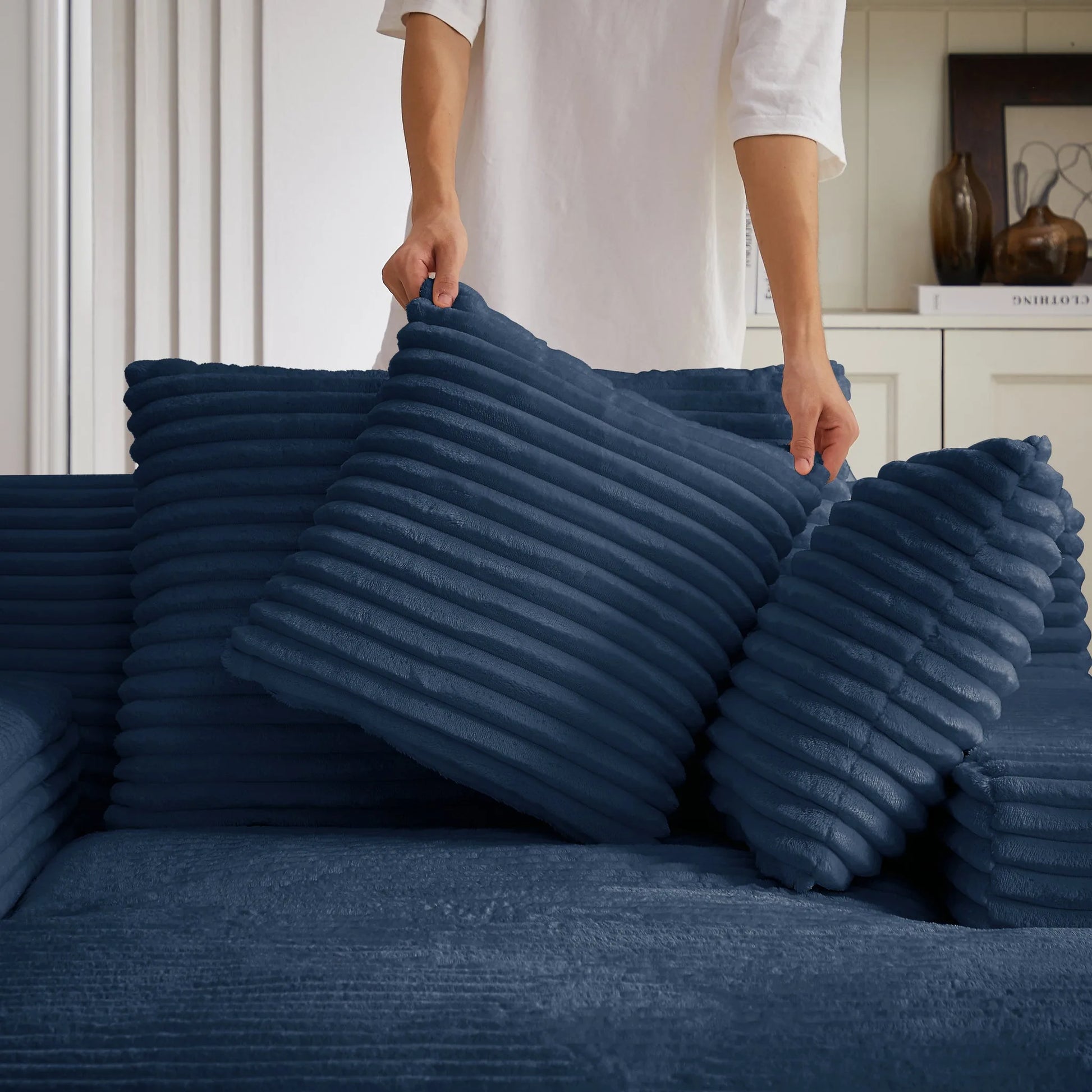 Oversized Chaise Lounge Chair Indoor, Corduroy Upholstered Modern Sofa Couch, No Assembly Required, Comfy Sleeper Sofa for Living Room, Office detail view 18