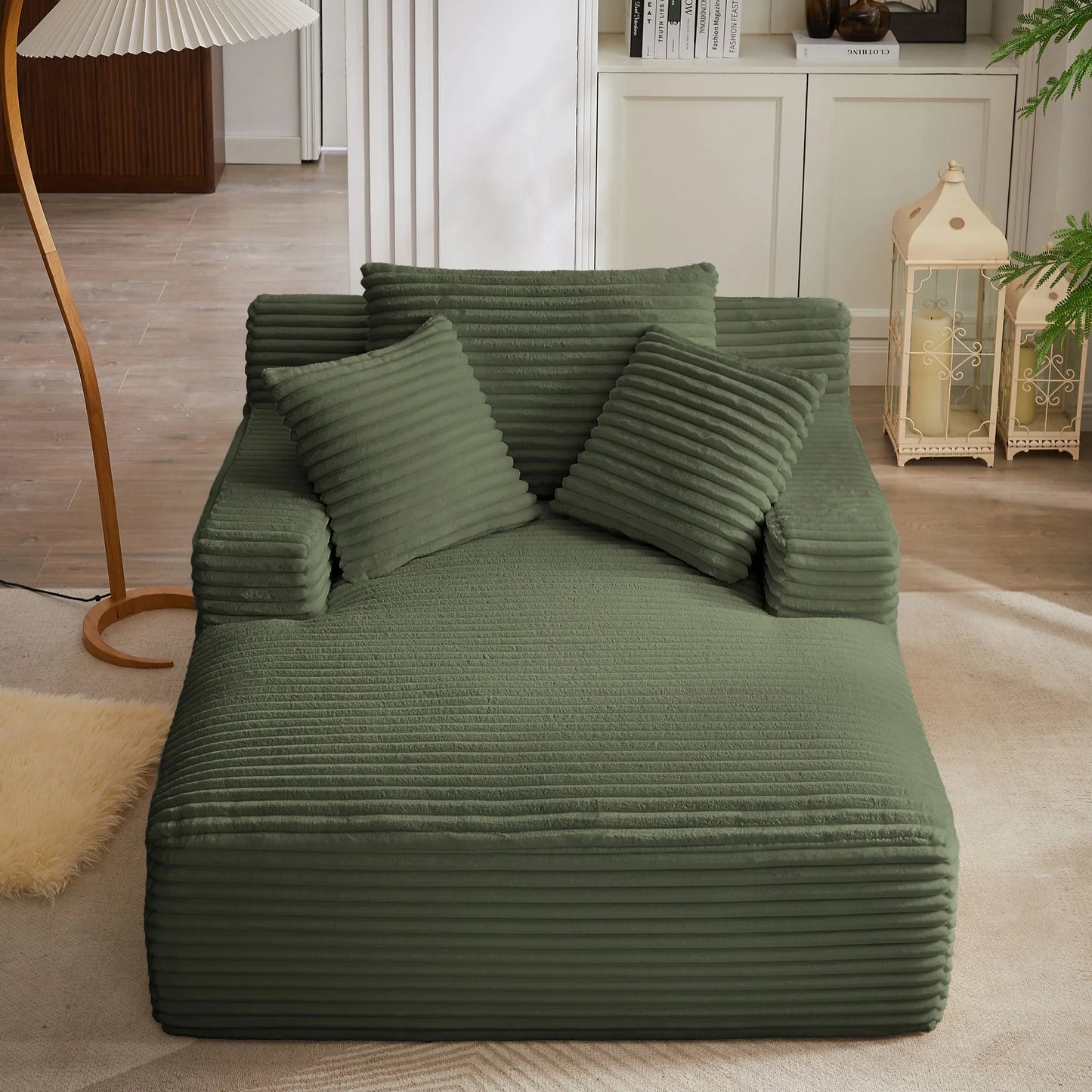 Oversized Chaise Lounge Chair Indoor, Corduroy Upholstered Modern Sofa Couch, No Assembly Required, Comfy Sleeper Sofa for Living Room, Office detail view 32