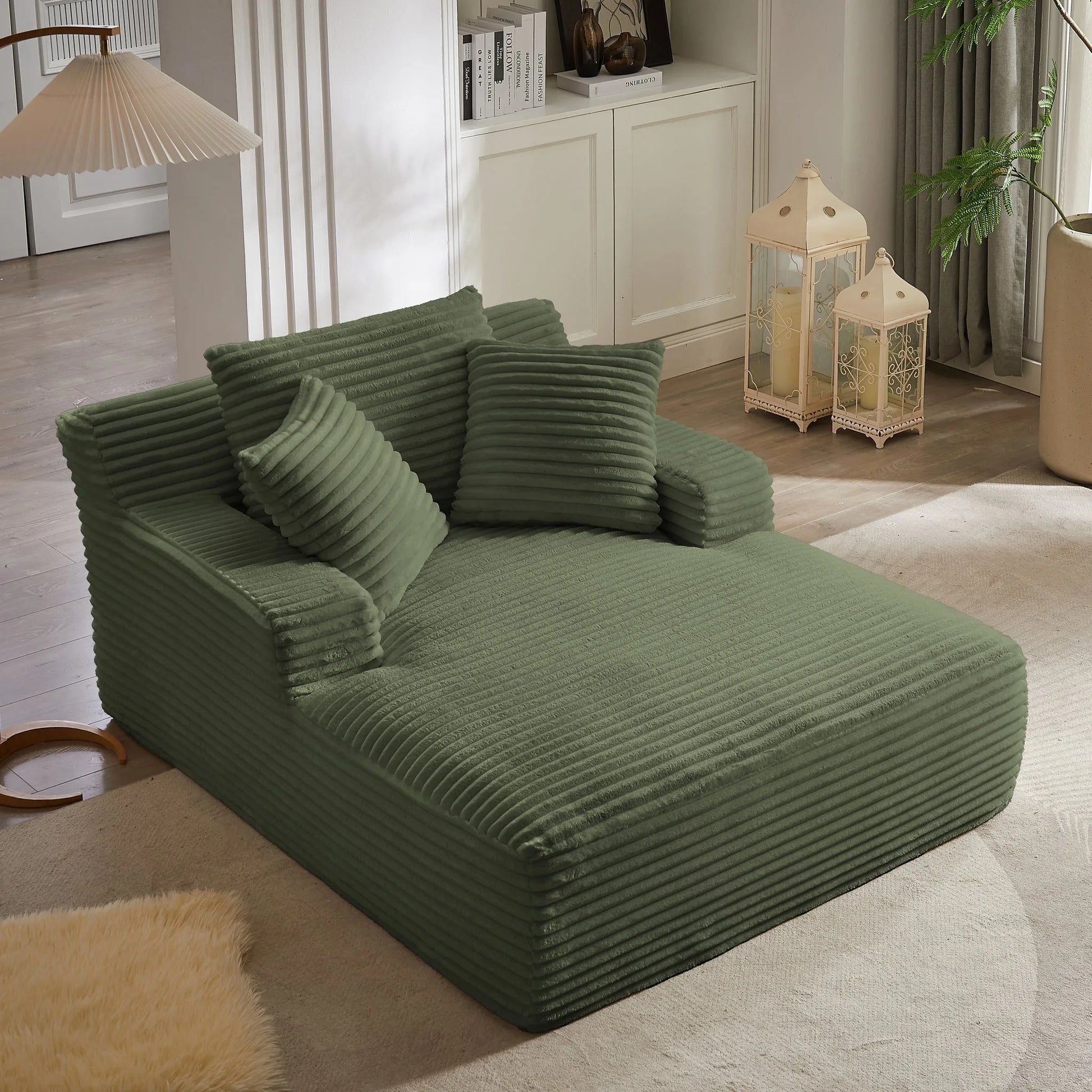 Oversized Chaise Lounge Chair Indoor, Corduroy Upholstered Modern Sofa Couch, No Assembly Required, Comfy Sleeper Sofa for Living Room, Office detail view 33