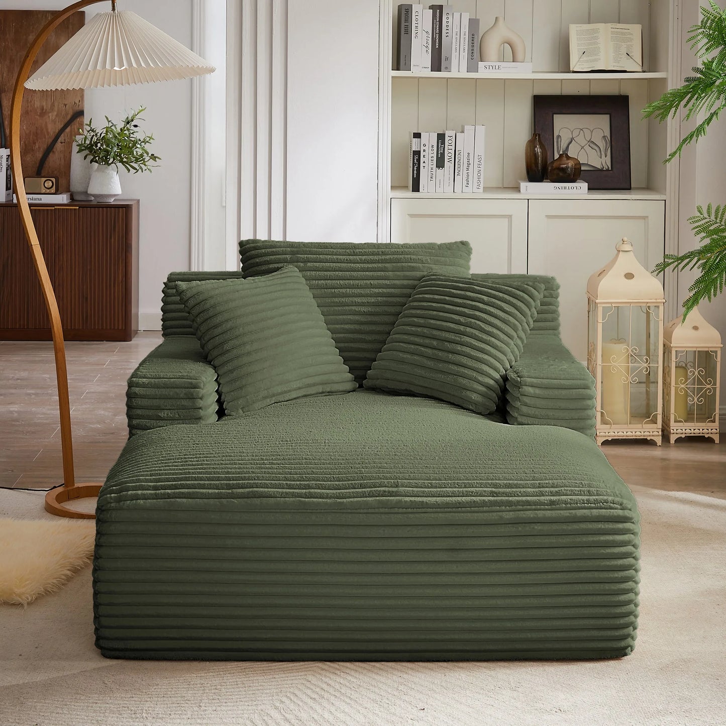 Oversized Chaise Lounge Chair Indoor, Corduroy Upholstered Modern Sofa Couch, No Assembly Required, Comfy Sleeper Sofa for Living Room, Office detail view 34