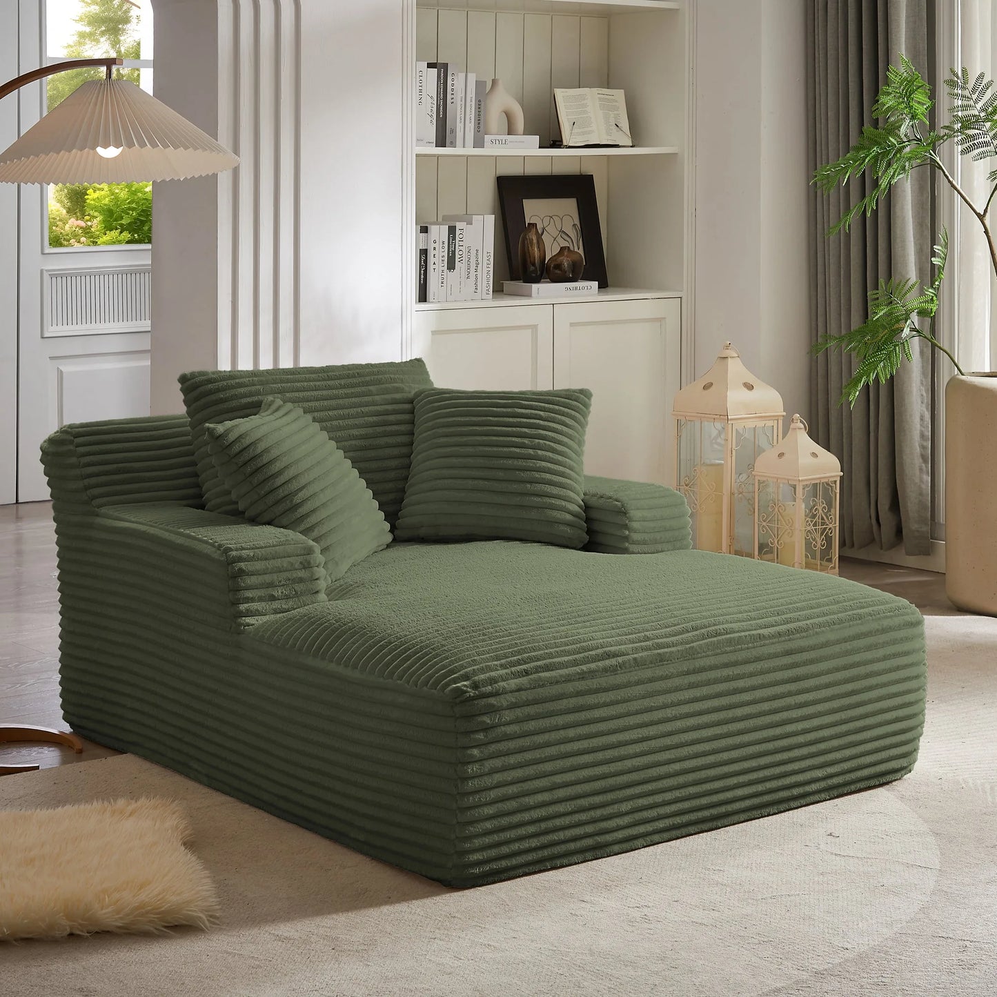 Oversized Chaise Lounge Chair Indoor, Corduroy Upholstered Modern Sofa Couch, No Assembly Required, Comfy Sleeper Sofa for Living Room, Office detail view 35
