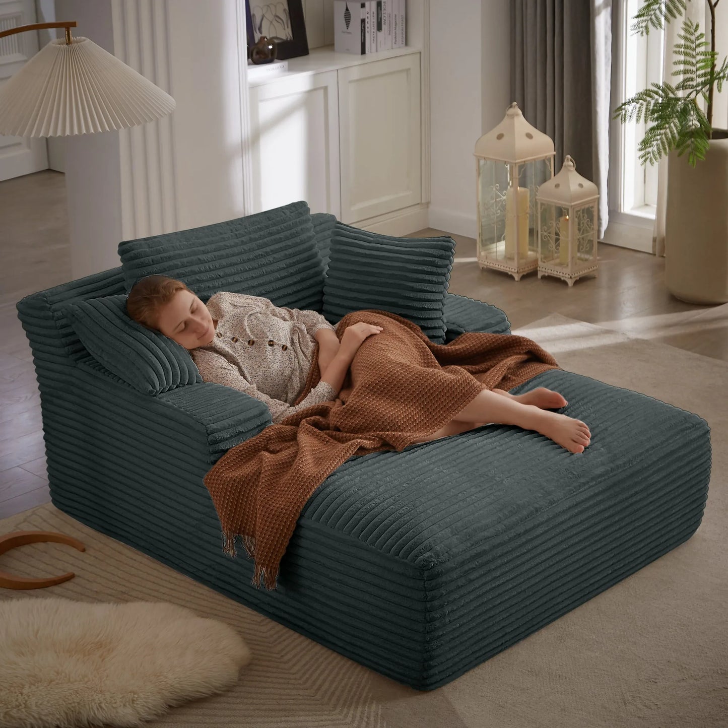 Oversized Chaise Lounge Chair Indoor, Corduroy Upholstered Modern Sofa Couch, No Assembly Required, Comfy Sleeper Sofa for Living Room, Office detail view 40