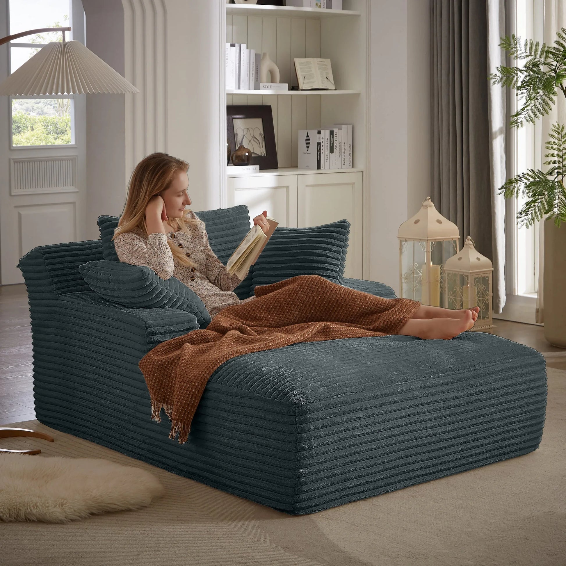 Oversized Chaise Lounge Chair Indoor, Corduroy Upholstered Modern Sofa Couch, No Assembly Required, Comfy Sleeper Sofa for Living Room, Office detail view 41